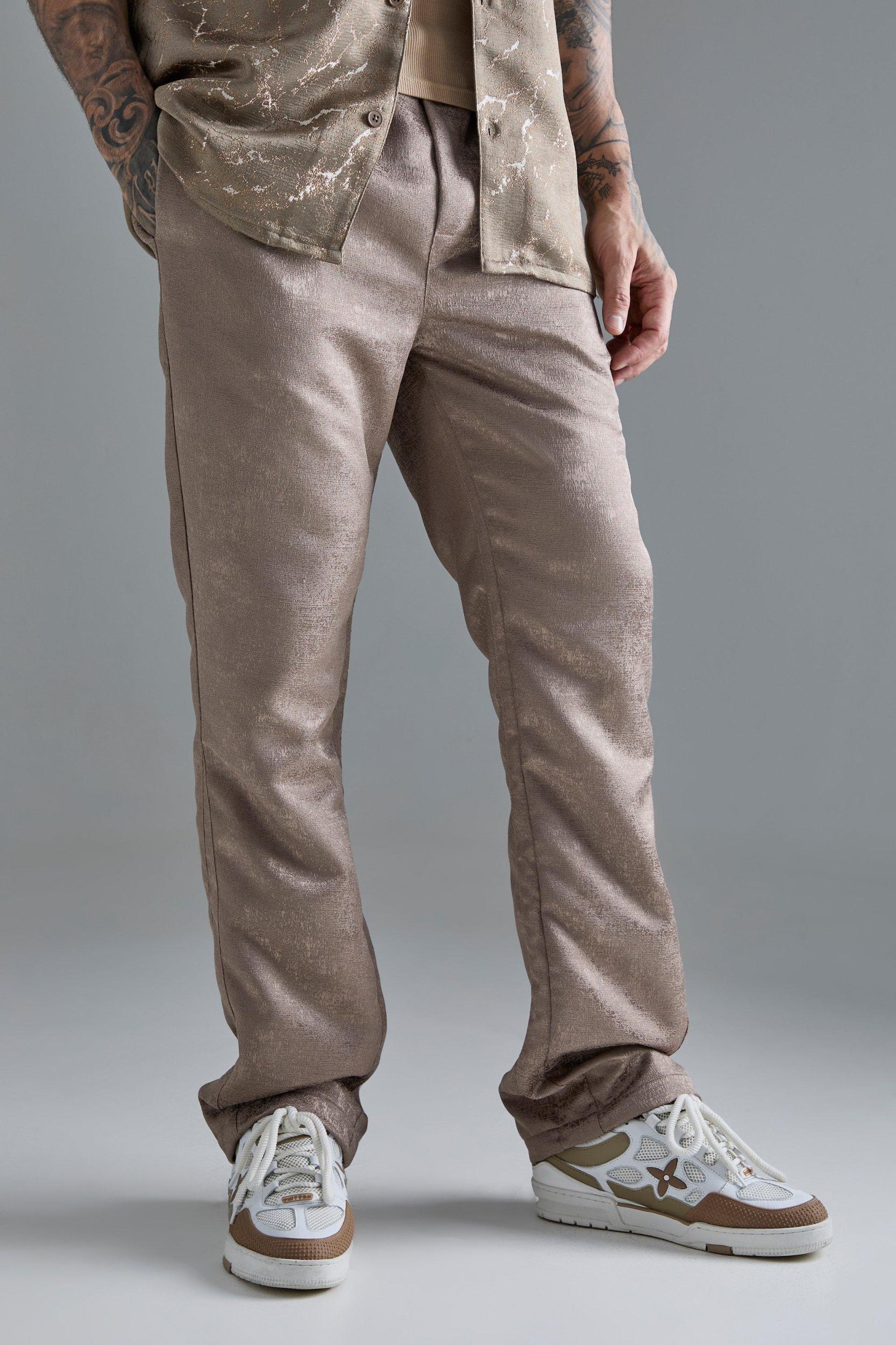 Tall Elasticated Waist Slim Gusset Texture Pants | boohooMAN USA Product Image