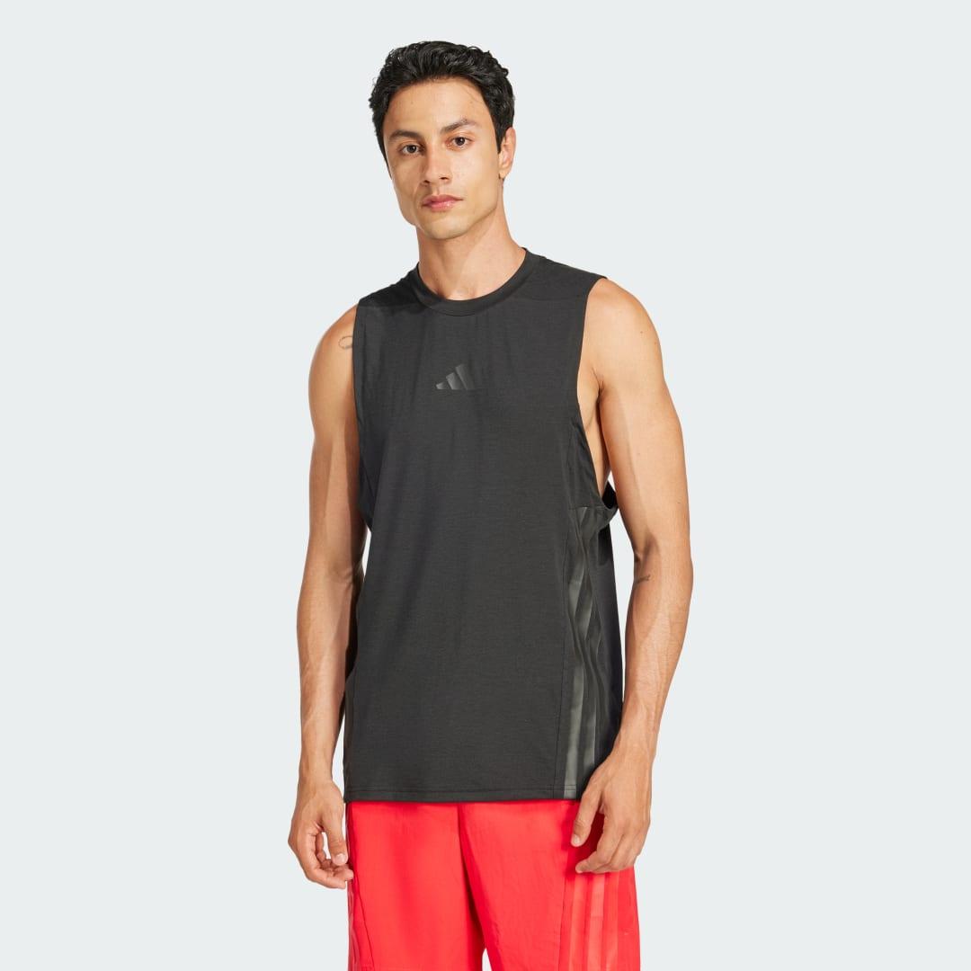 adidas Designed-for-Training 3-Stripes Tank Top Aurora Ink S Mens Product Image