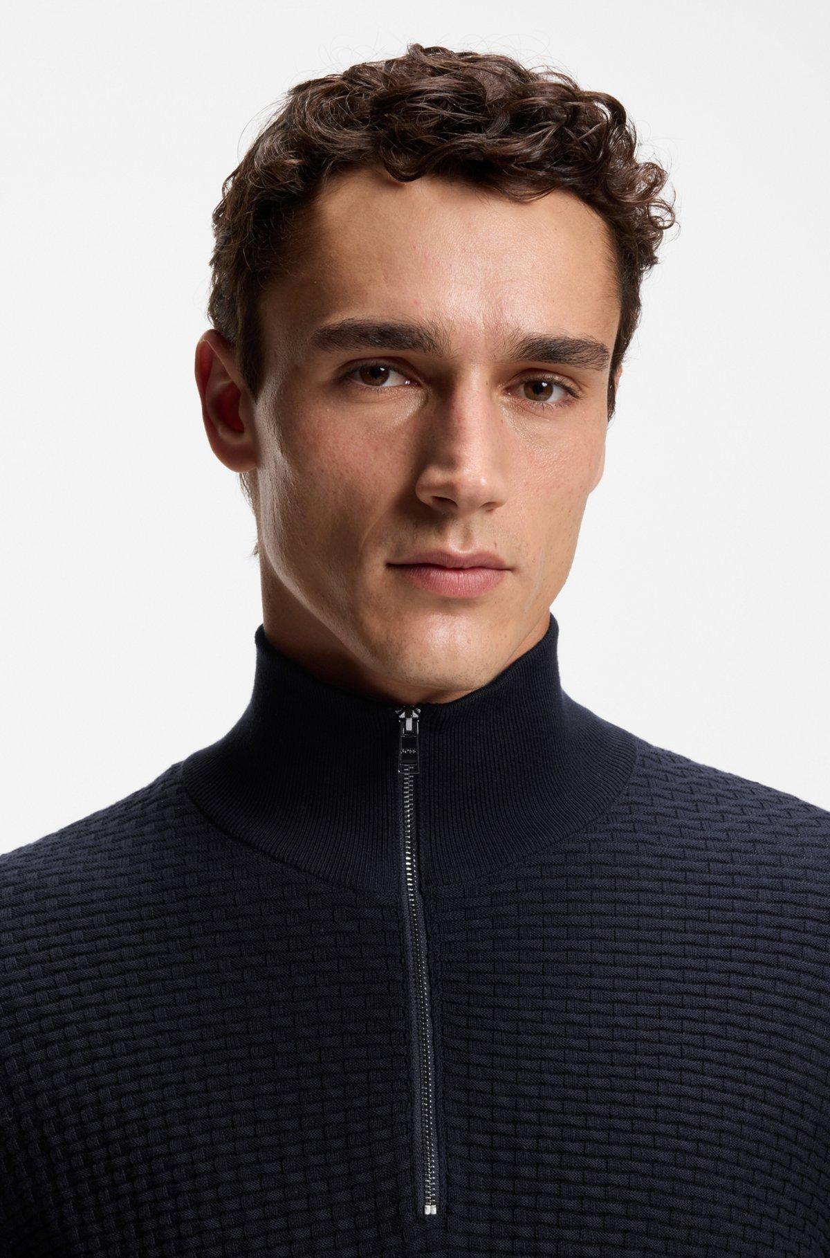 Quarter-zip sweater in cotton Product Image
