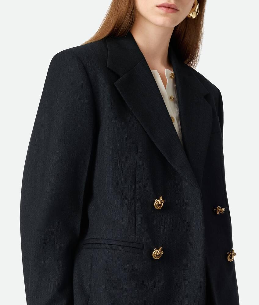 Women's Striped Wool Jacket in Black/dark blue Product Image
