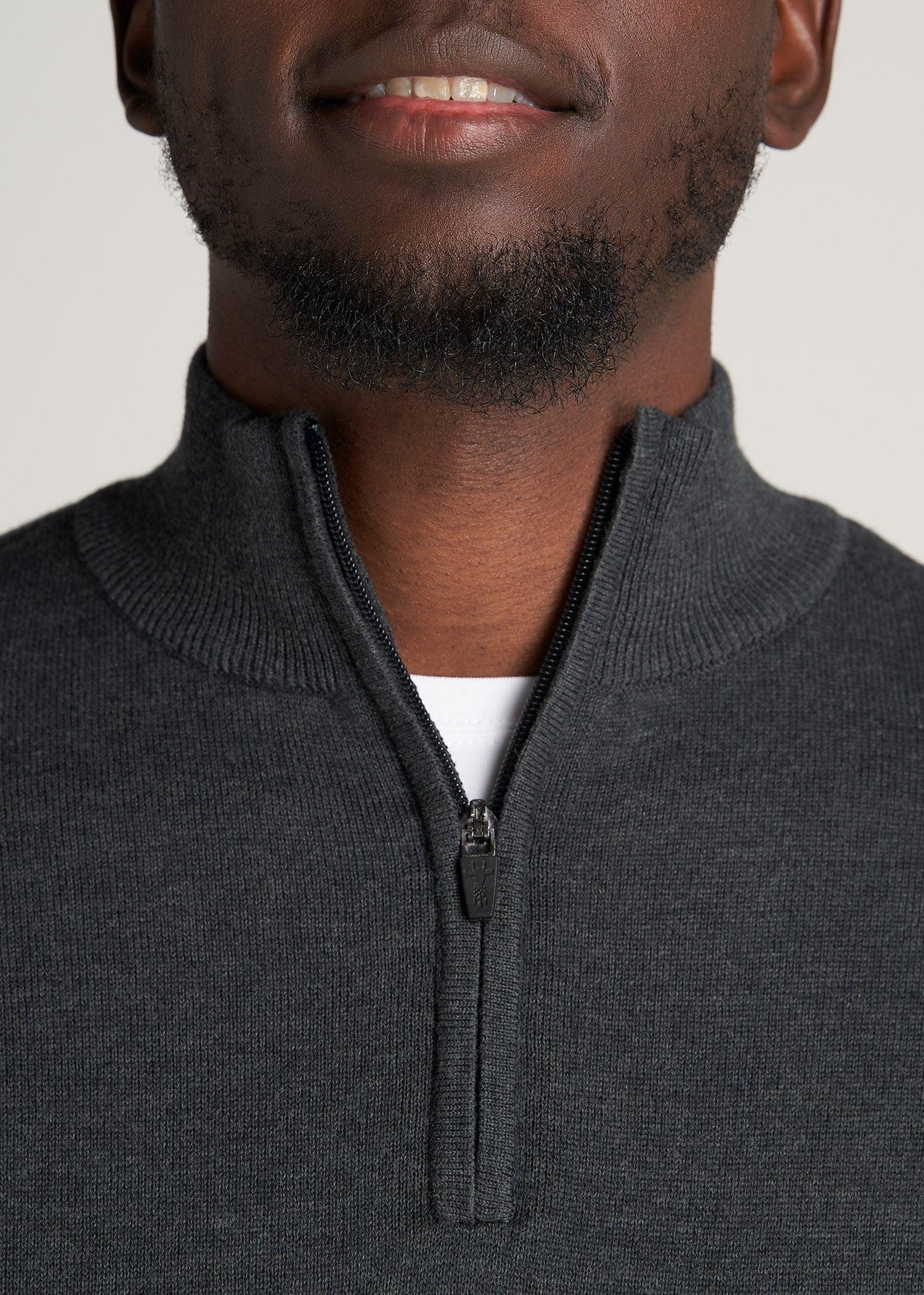 Everyday Quarter-Zip Sweater for Tall Men in Charcoal Mix Male Product Image
