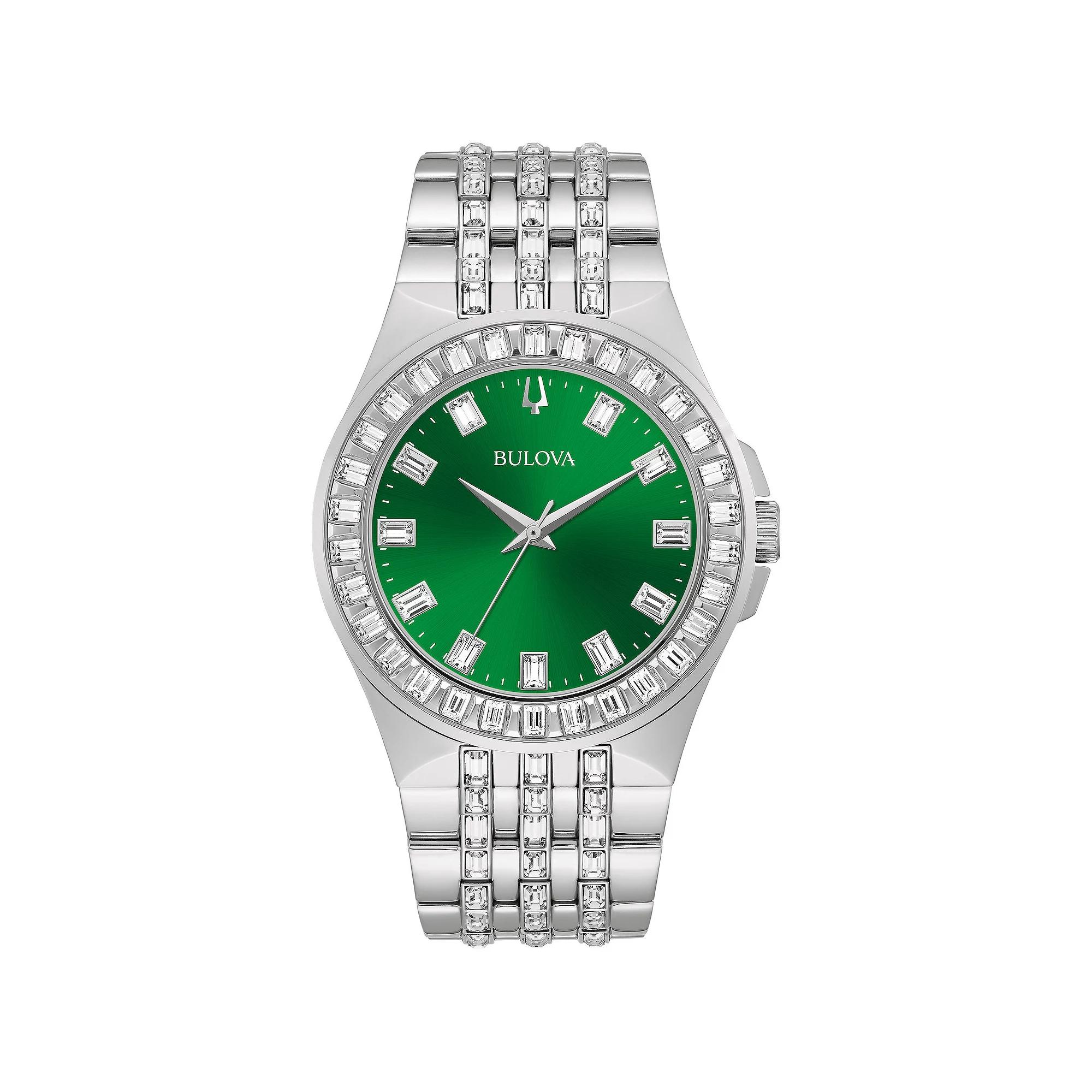 Bulova Mens Phantom Crystal-Accent Stainless Steel Bracelet Watch - 96A254 Silver Product Image