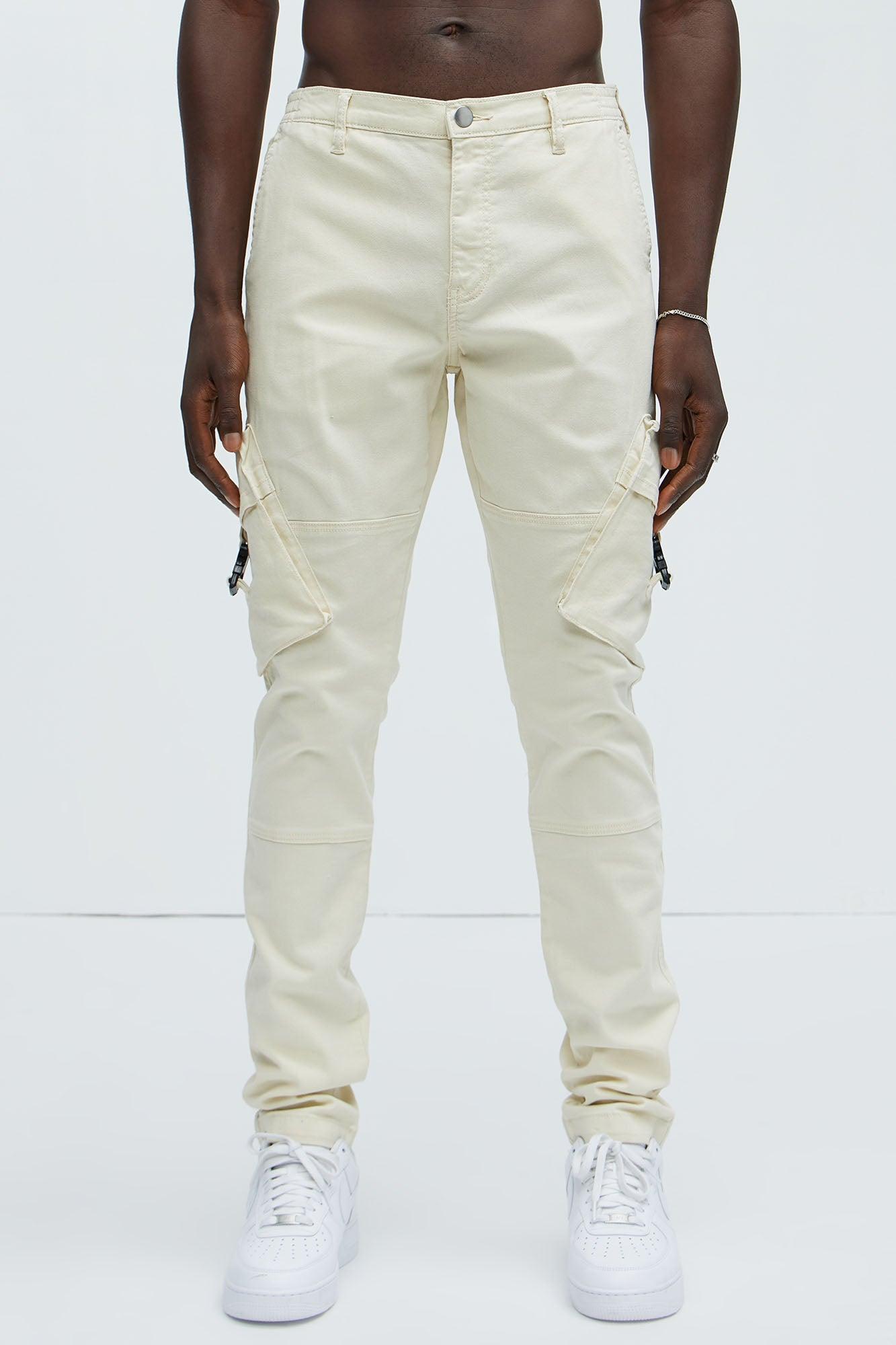 Hayes Stacked Skinny Cargo Pants - Cream Product Image