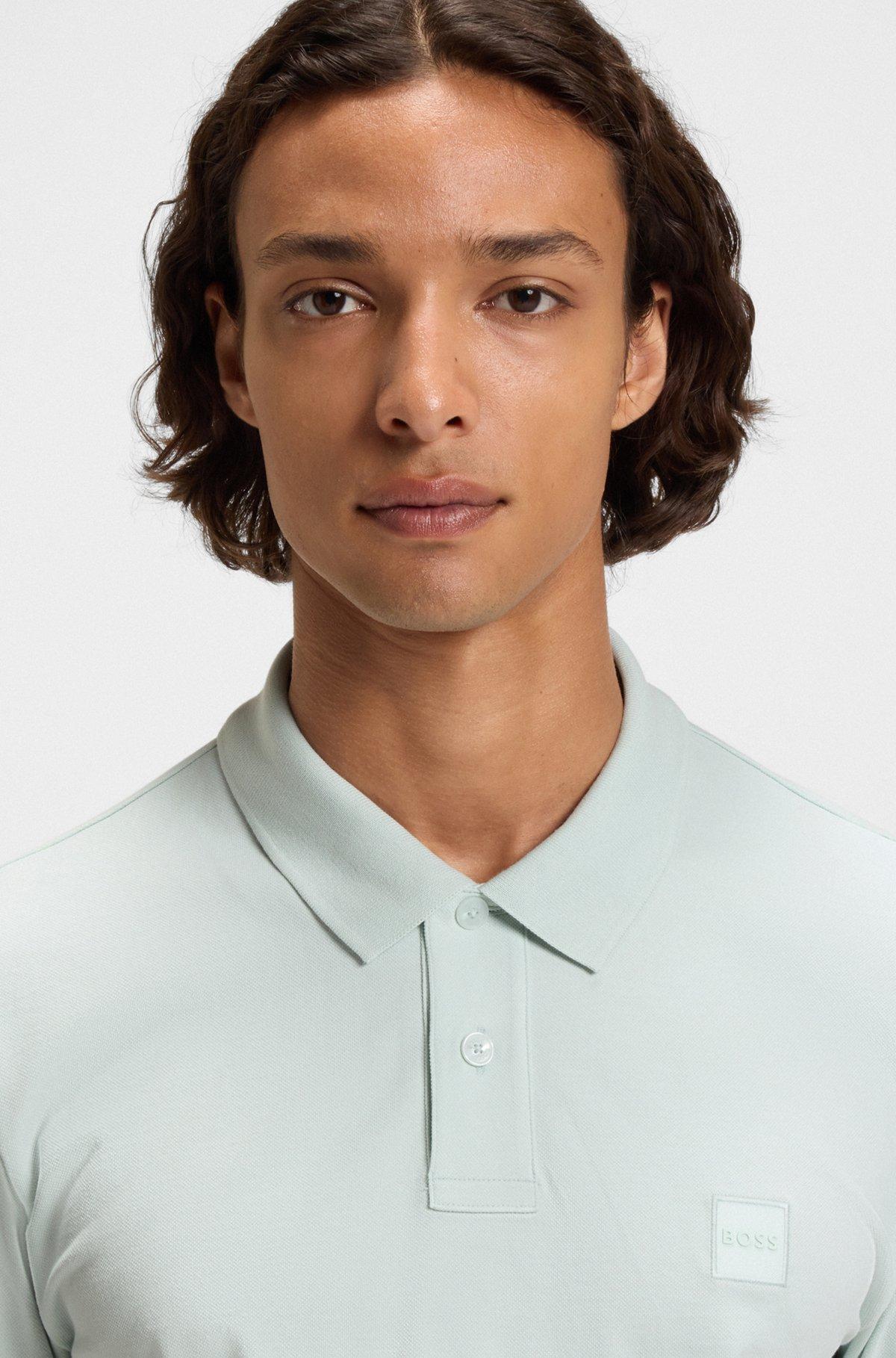 Extra-slim-fit stretch-cotton shirt with logo tape Product Image