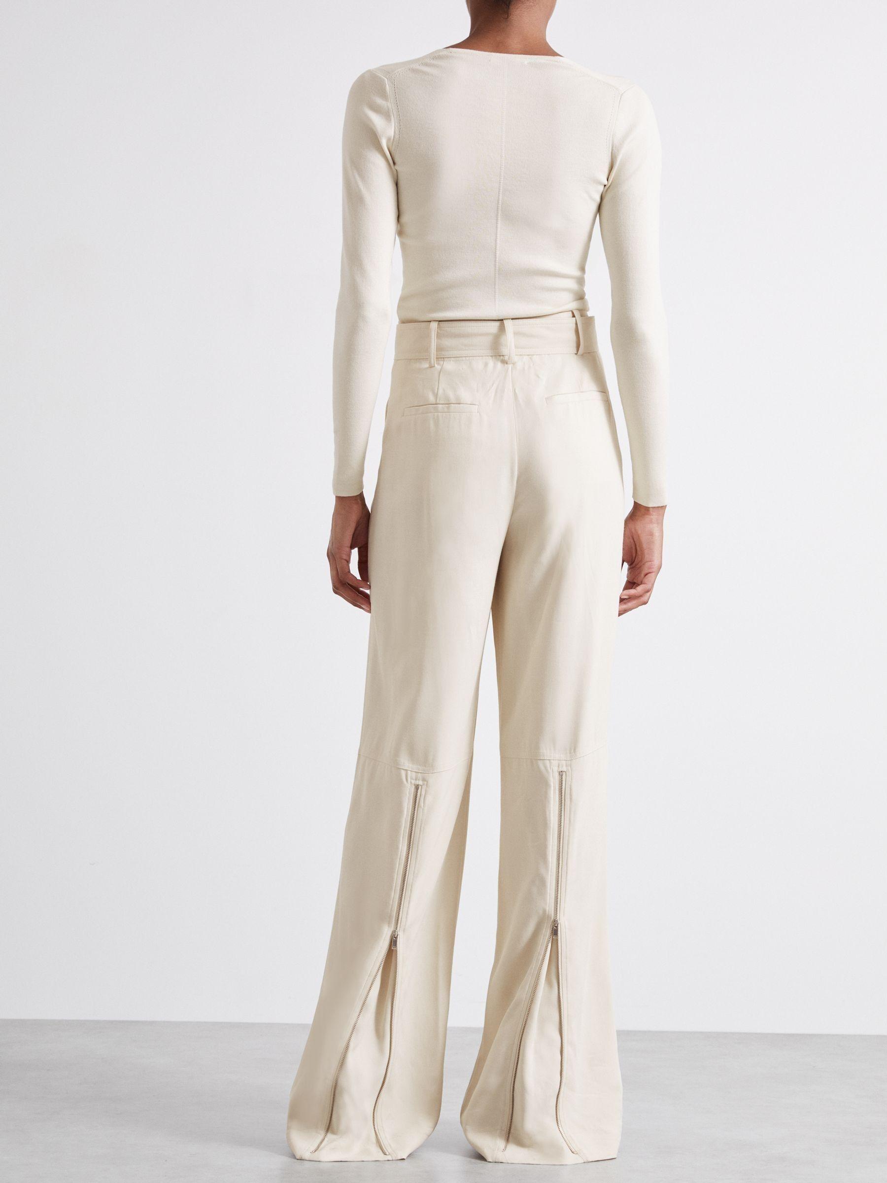 Atelier Wide-Leg Crepe Trousers with Wool in Ivory Product Image