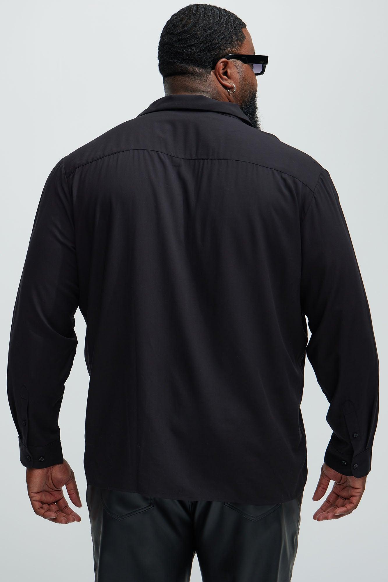 Dawson Relaxed Long Sleeve Button Up Shirt - Black Product Image