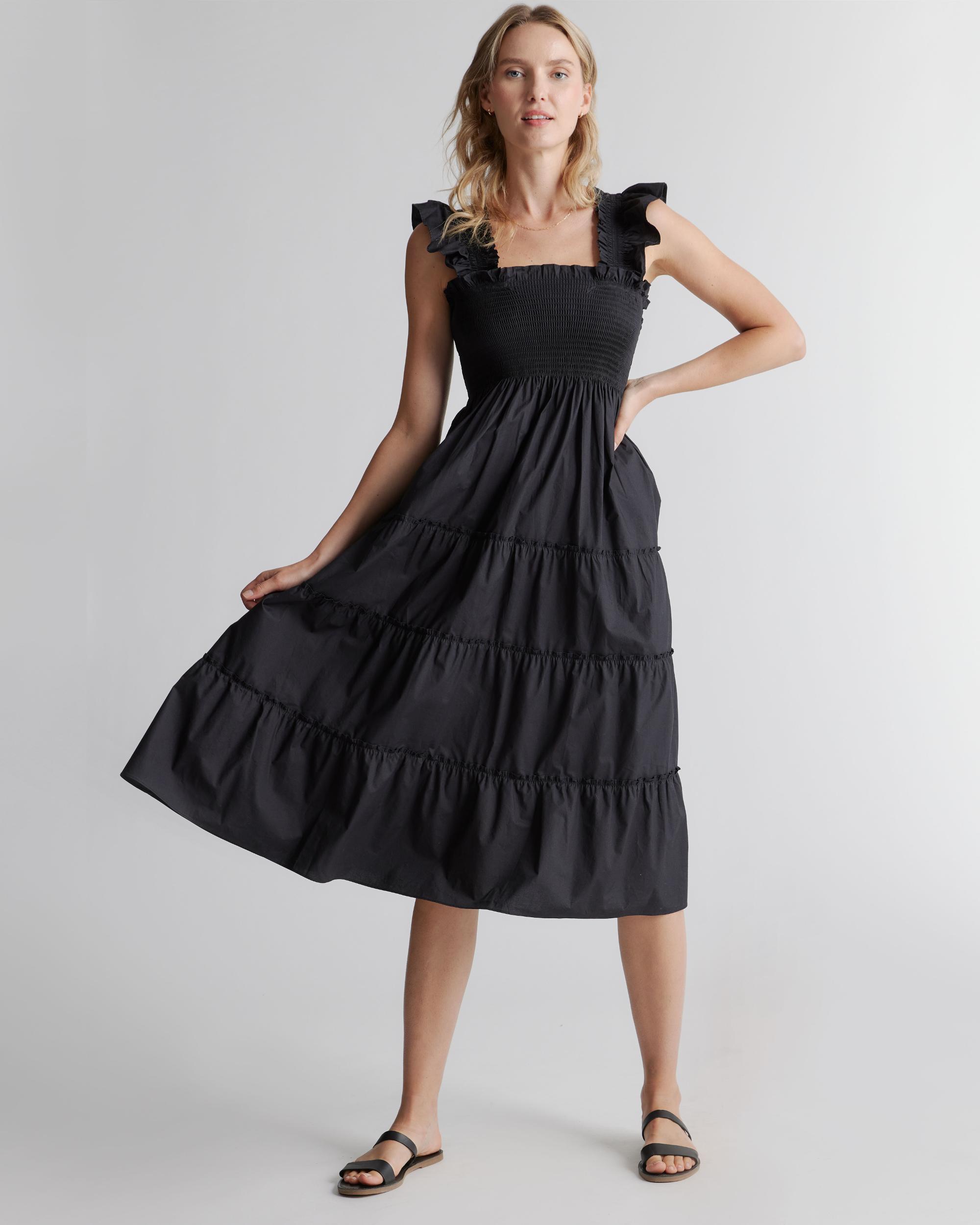 Quince | Women's Poplin Smocked Midi Dress Size XS, Organic Cotton Product Image
