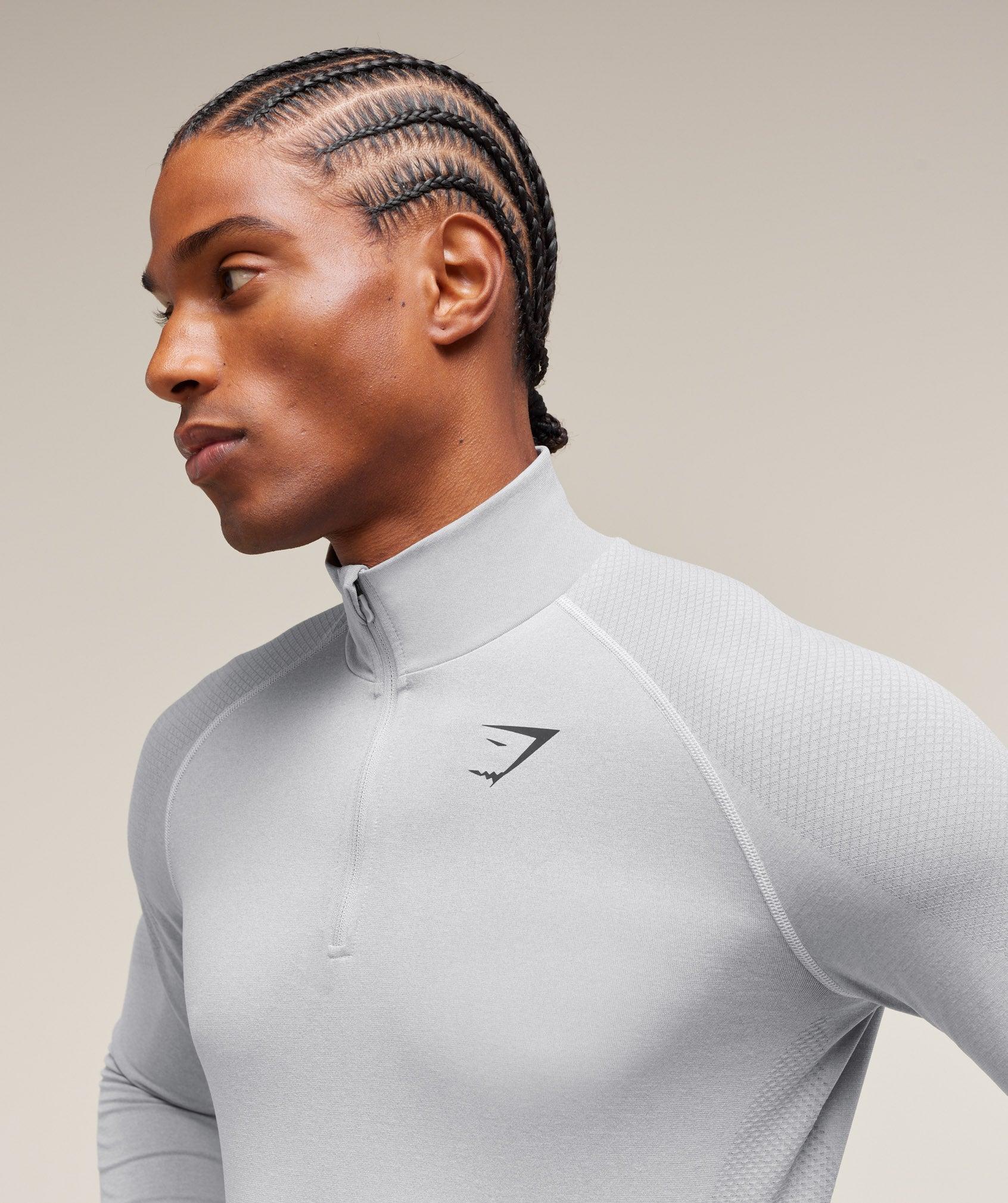 Gymshark Vital 1/4 Zip - Light Grey/Smokey Grey Male Product Image