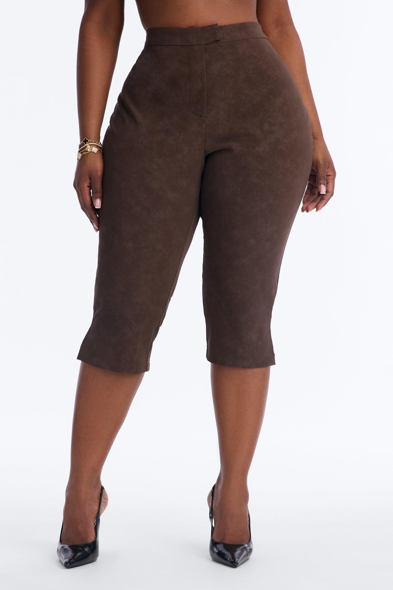 Wild Edge Faux Suede Capri - Brown Female Product Image