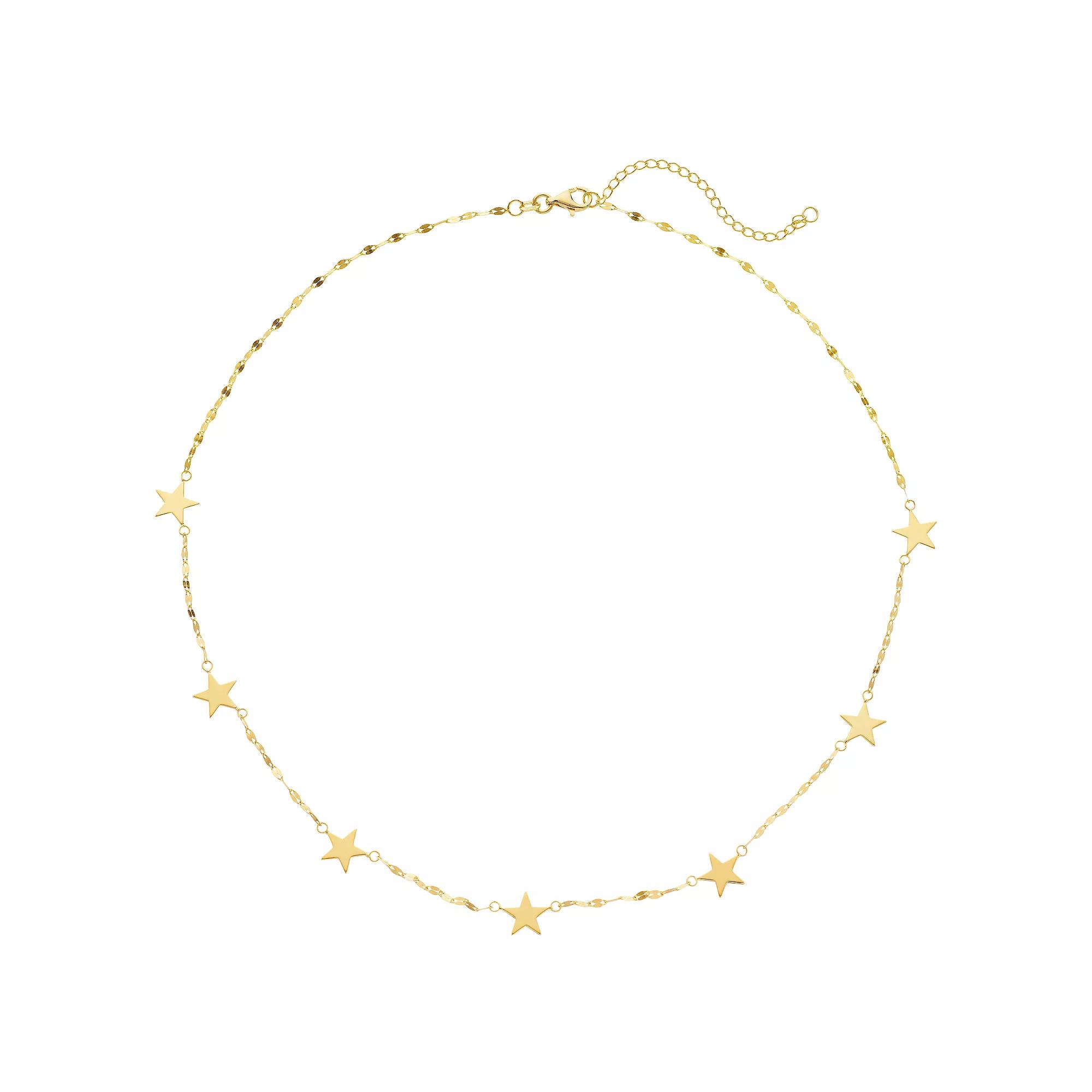 14k Gold Star Station Necklace, Women's, Size: 18" Product Image
