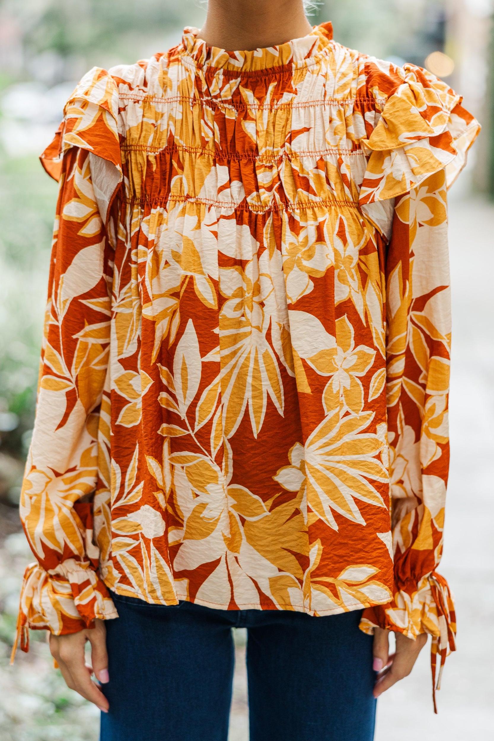 Back To Back Mustard Yellow Floral Blouse Female Product Image