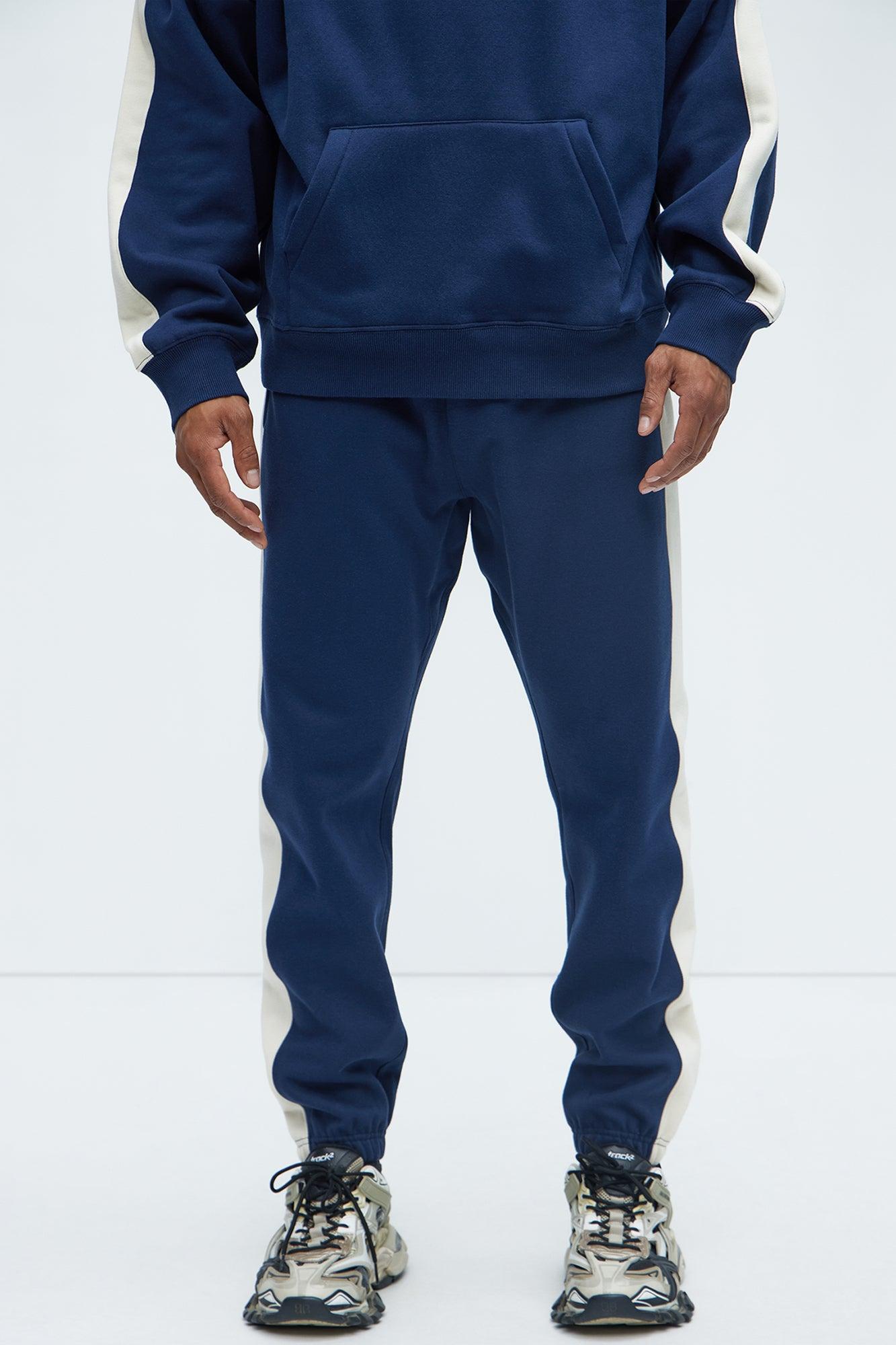 Tyson Heavyweight Striped Jogger - Navy Product Image