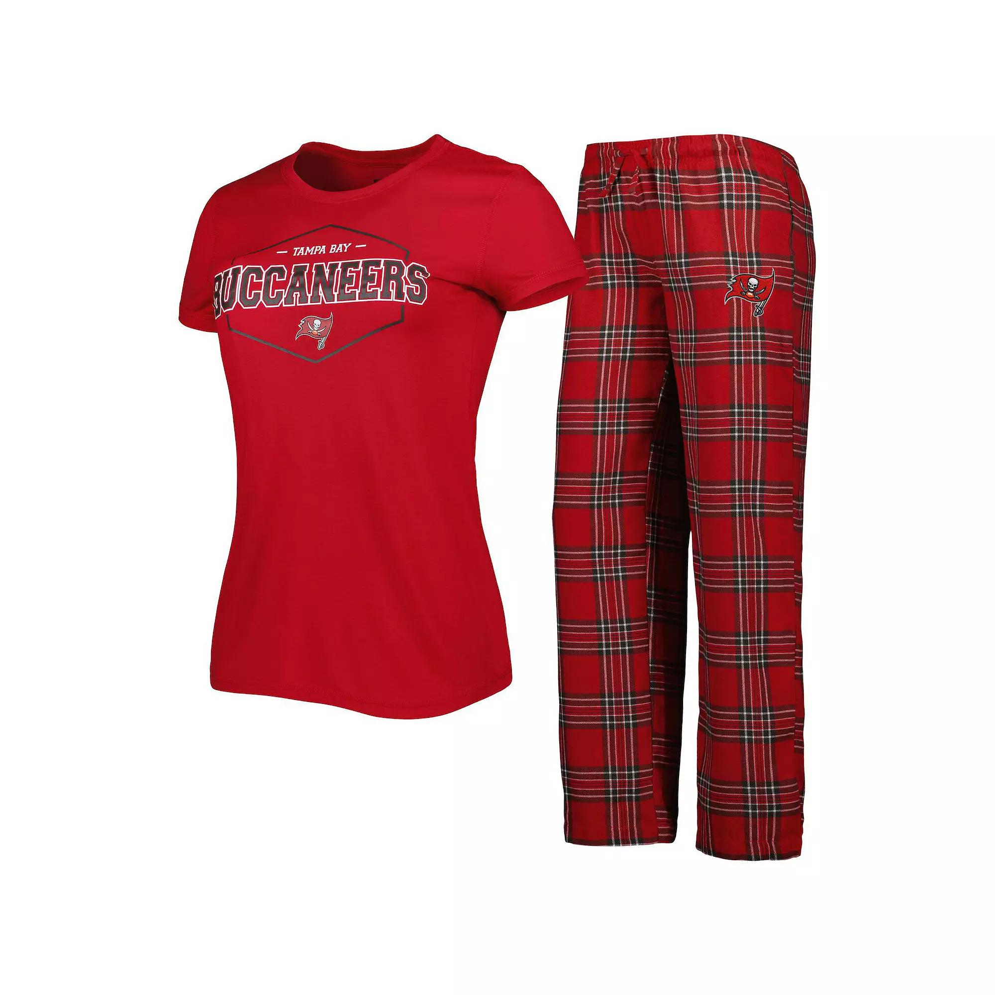Women's Concepts Sport Red/Pewter Tampa Bay Buccaneers Badge T-Shirt & Pants Sleep Set, Size: 2XL Product Image