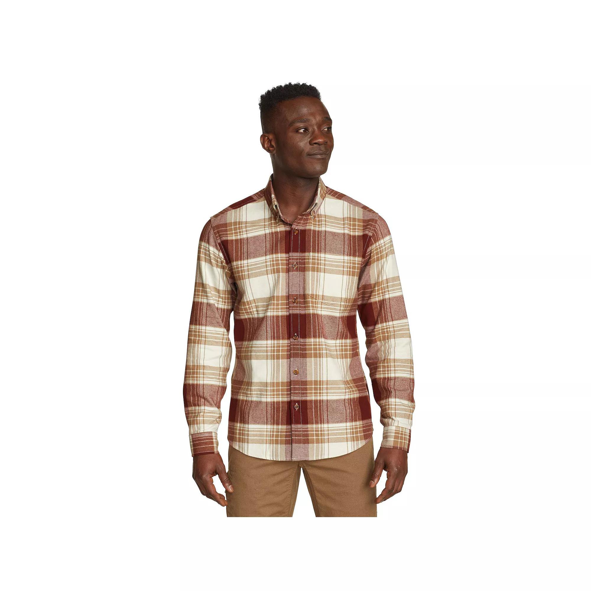 Men's Eddie Bauer Field Flannel Button-Down Shirt, Size: Large, Deep Brown Product Image