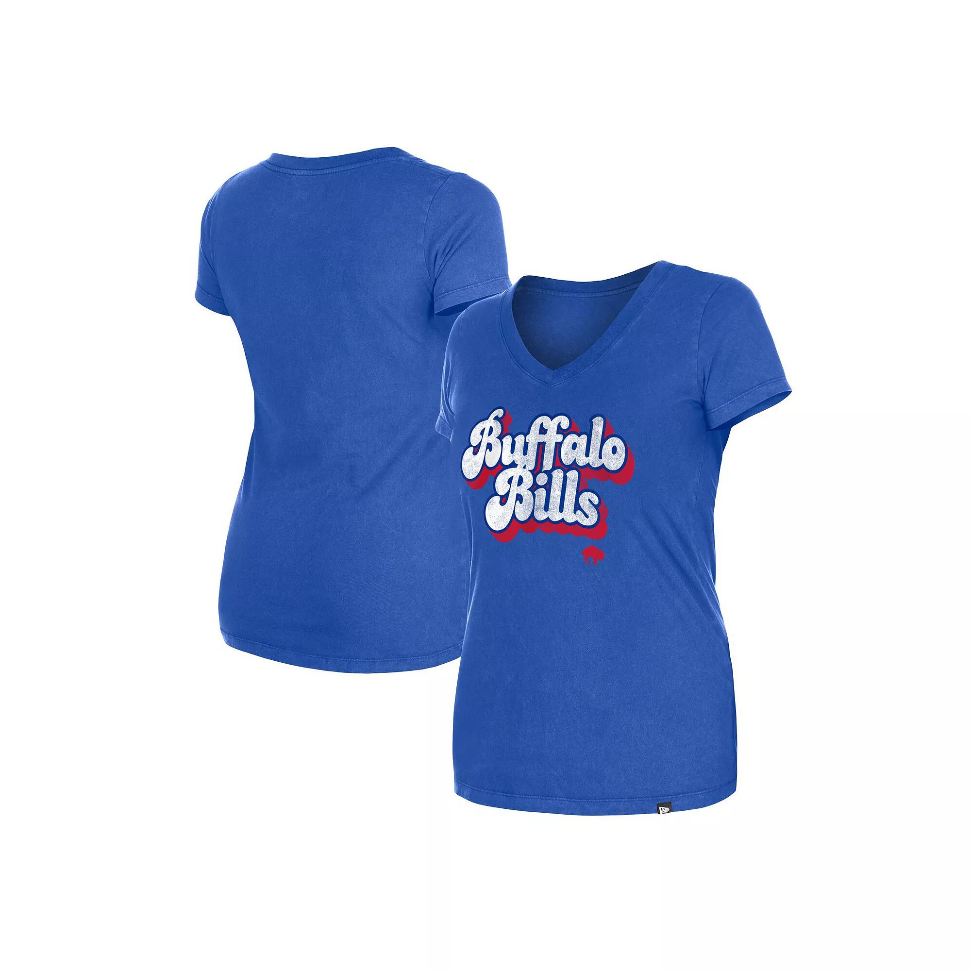 Women's New Era Royal Buffalo Bills Enzyme Wash Low V-Neck T-Shirt, Size: 2XL, Blue Product Image