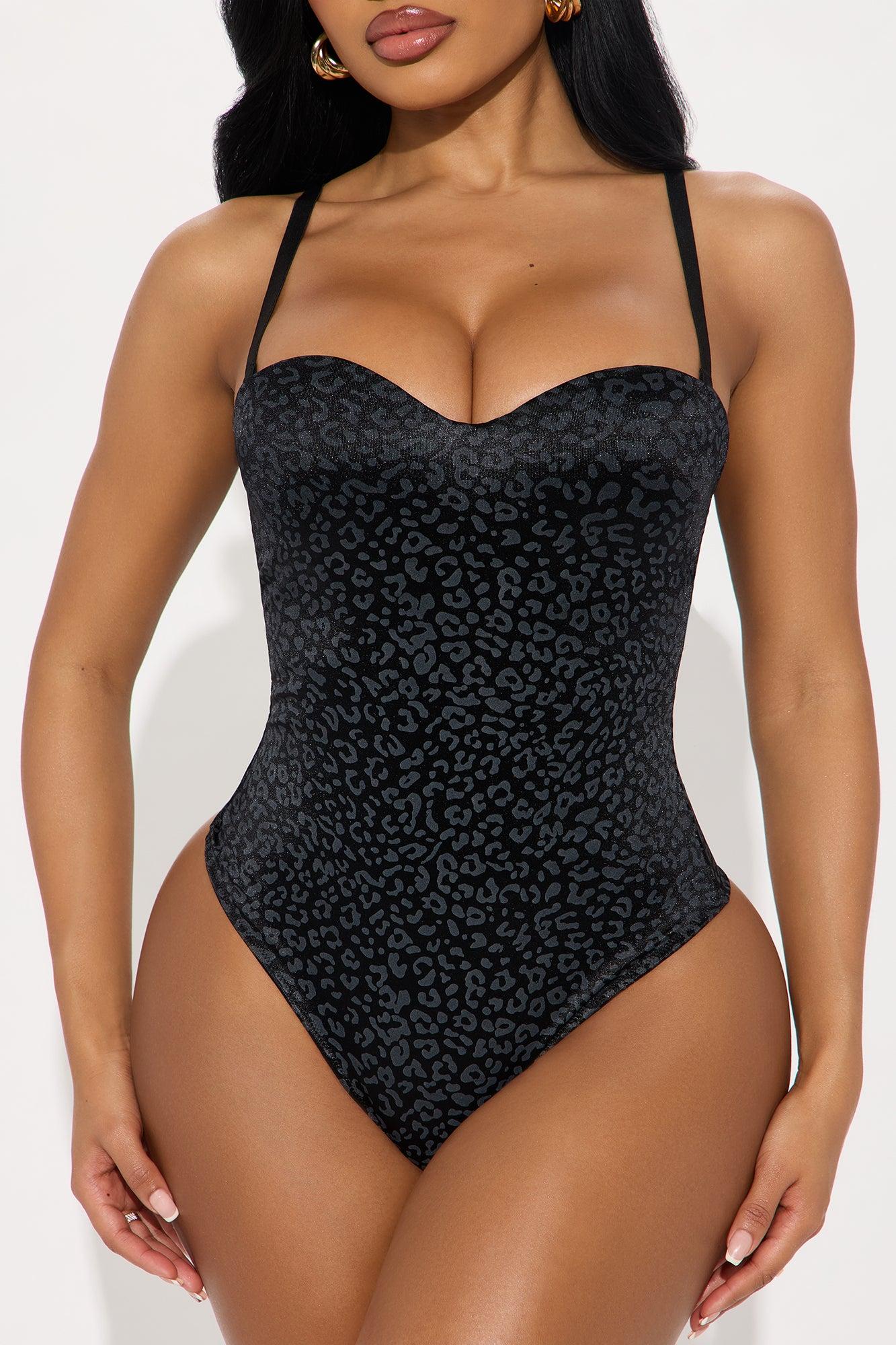 Inner Animal Shine Padded Shapewear Thong Bodysuit - Black Product Image
