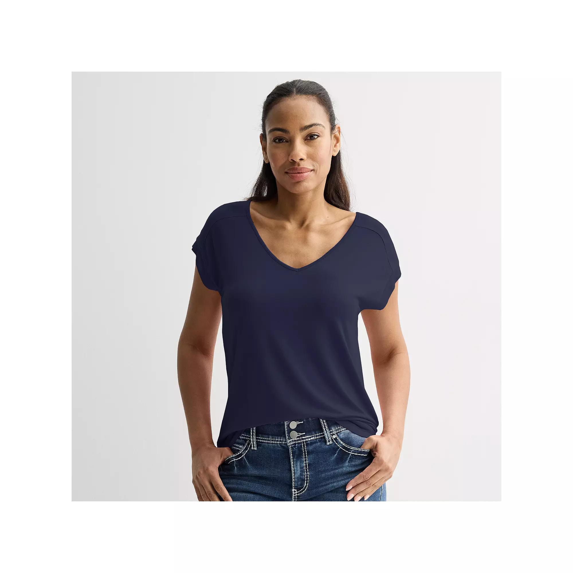 Women's Apt. 9® Short Sleeve V-Neck Tunic Top,  Product Image