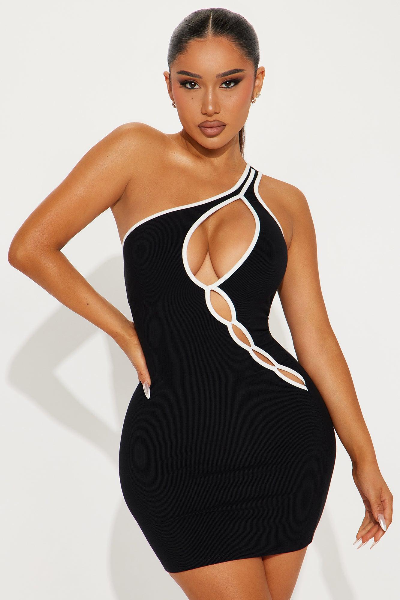 Too Sweet Ribbed Micro Mini Dress - Black Product Image