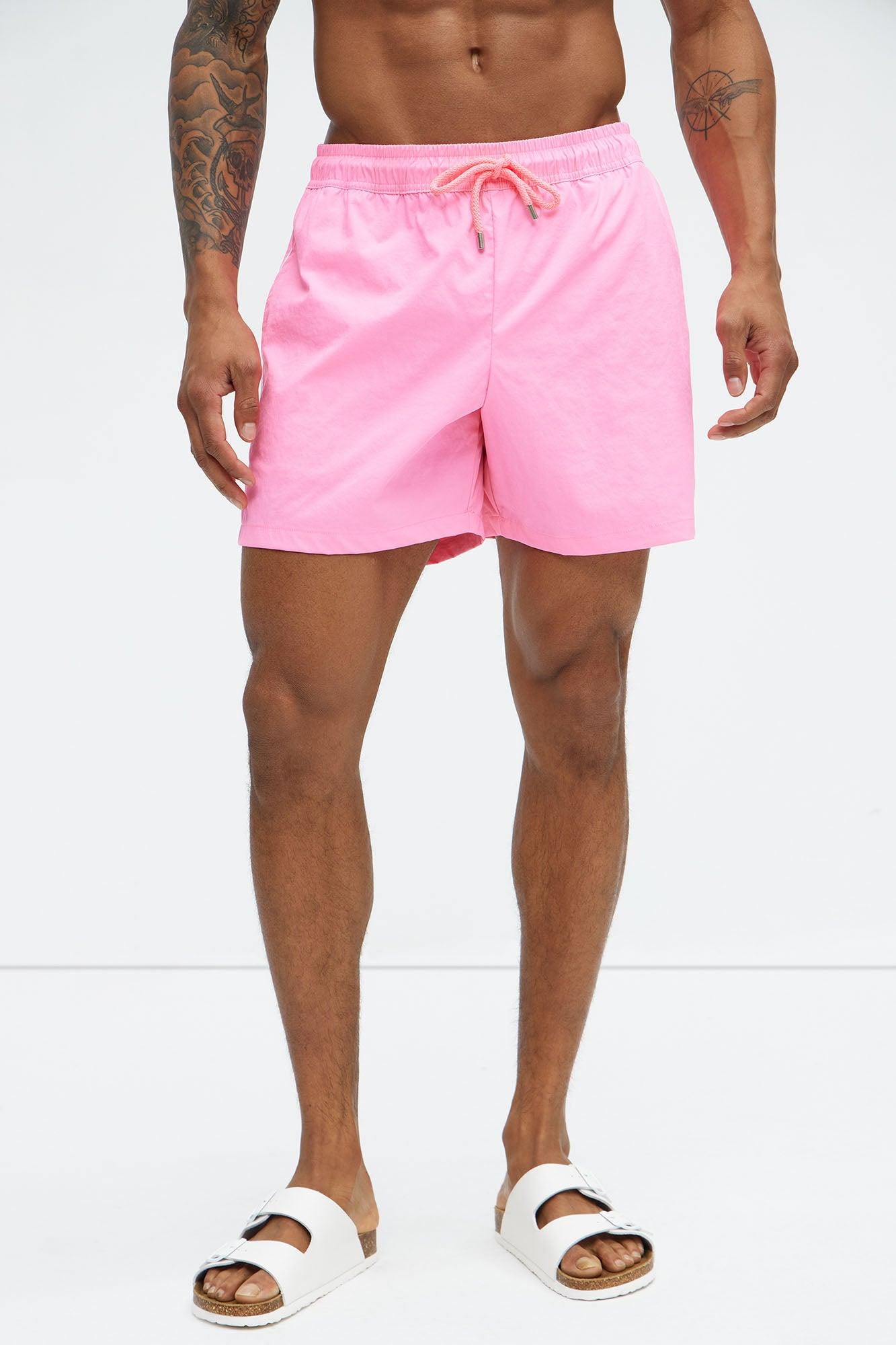 Side Taping Swim Mid Trunk - Pink Product Image