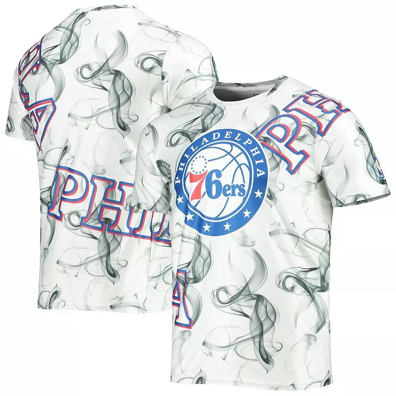 Men's FISLL White/Black Philadelphia 76ers Asymmetric Bold Smoke T-Shirt,  Product Image