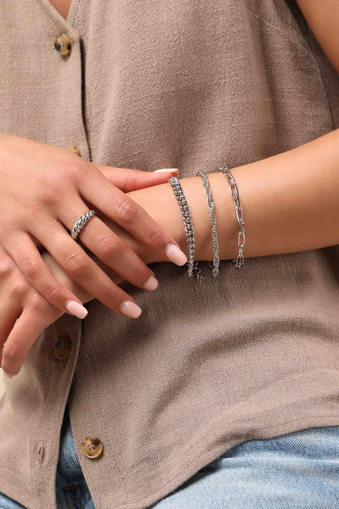 Soma Silver Three-Piece Chain Bracelet Set Product Image