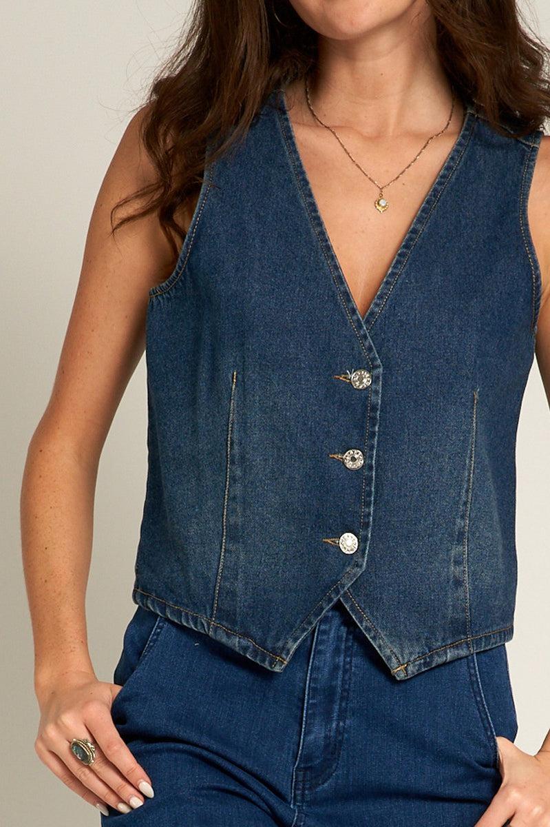 Sleeveless Denim Vest Product Image