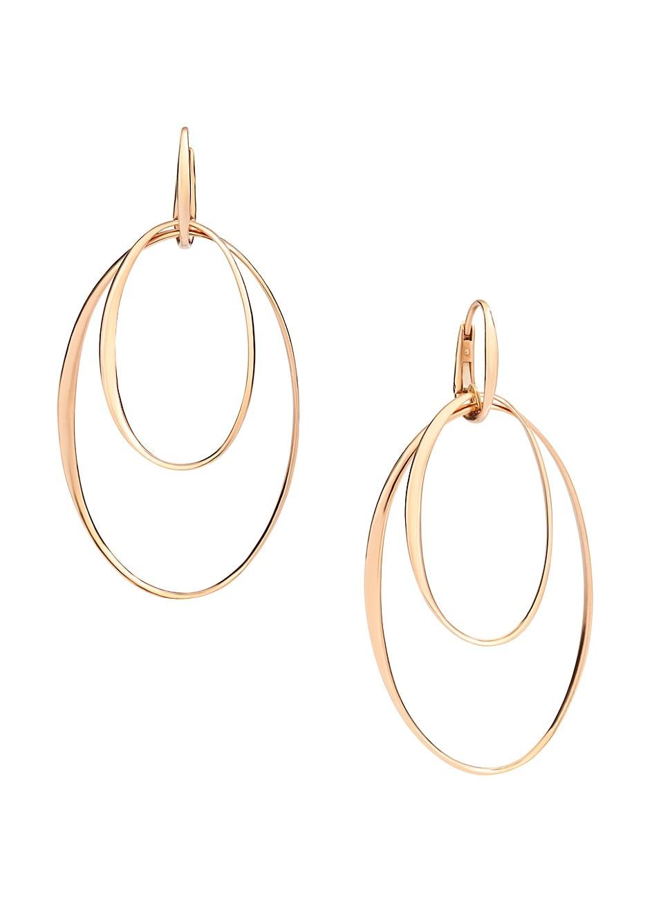 Womens Gold Concentric 18K Rose Gold Hoop Drop Earrings Product Image