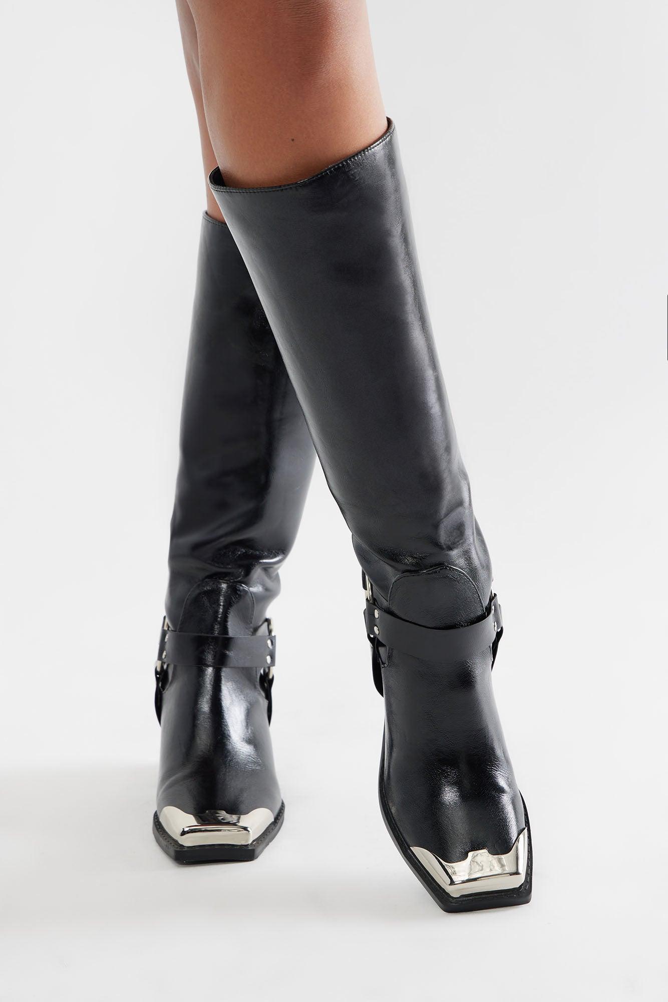 Weston Hardware Knee High Boots - Black Product Image