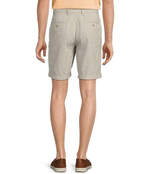 Roundtree & Yorke Luxury Linen Flat Front 9#double; Solid Shorts Product Image