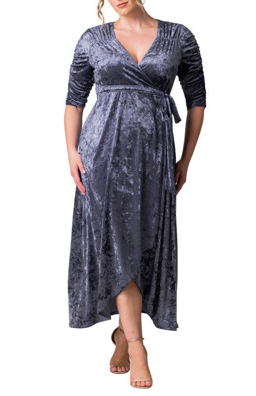 Cara Velvet Hi-Low Wrap Gown - Plus Product Image