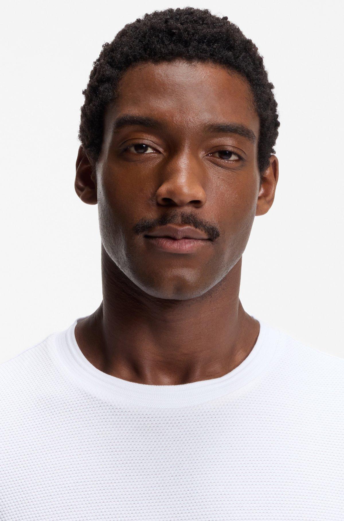 Bubble-jacquard structure T-shirt in a cotton blend Product Image