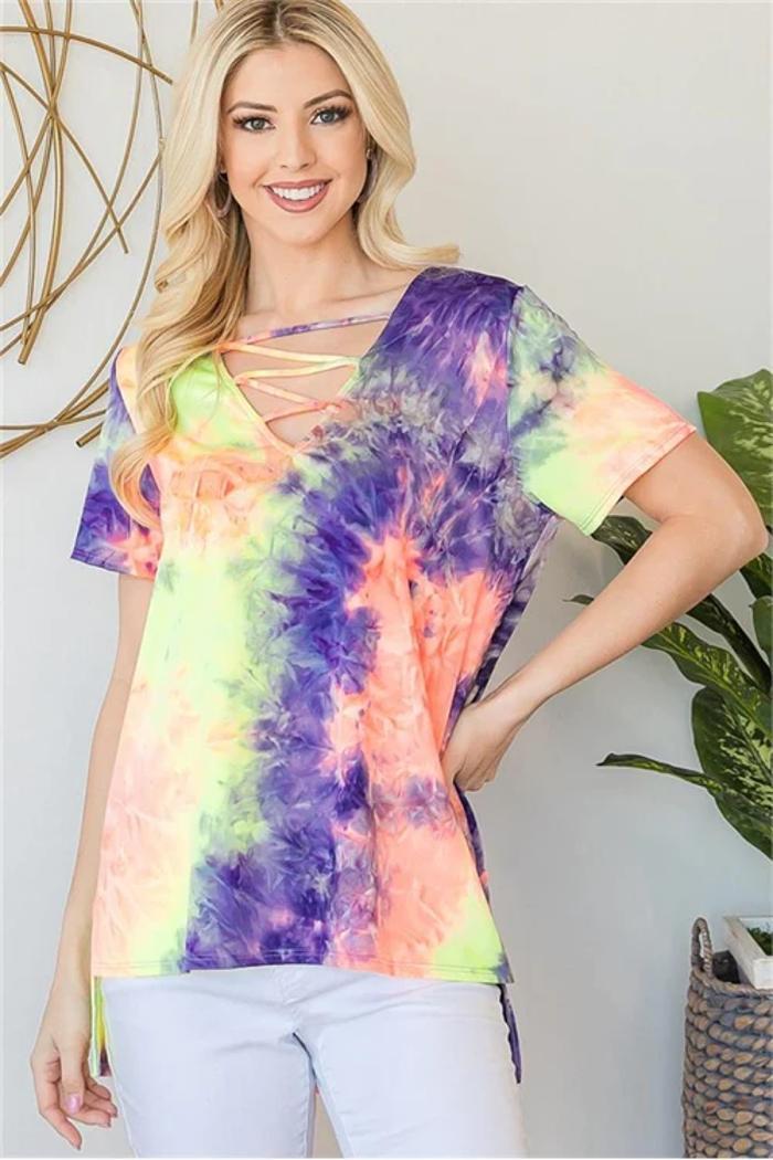 Tie Dye Crisscrossed Top Product Image