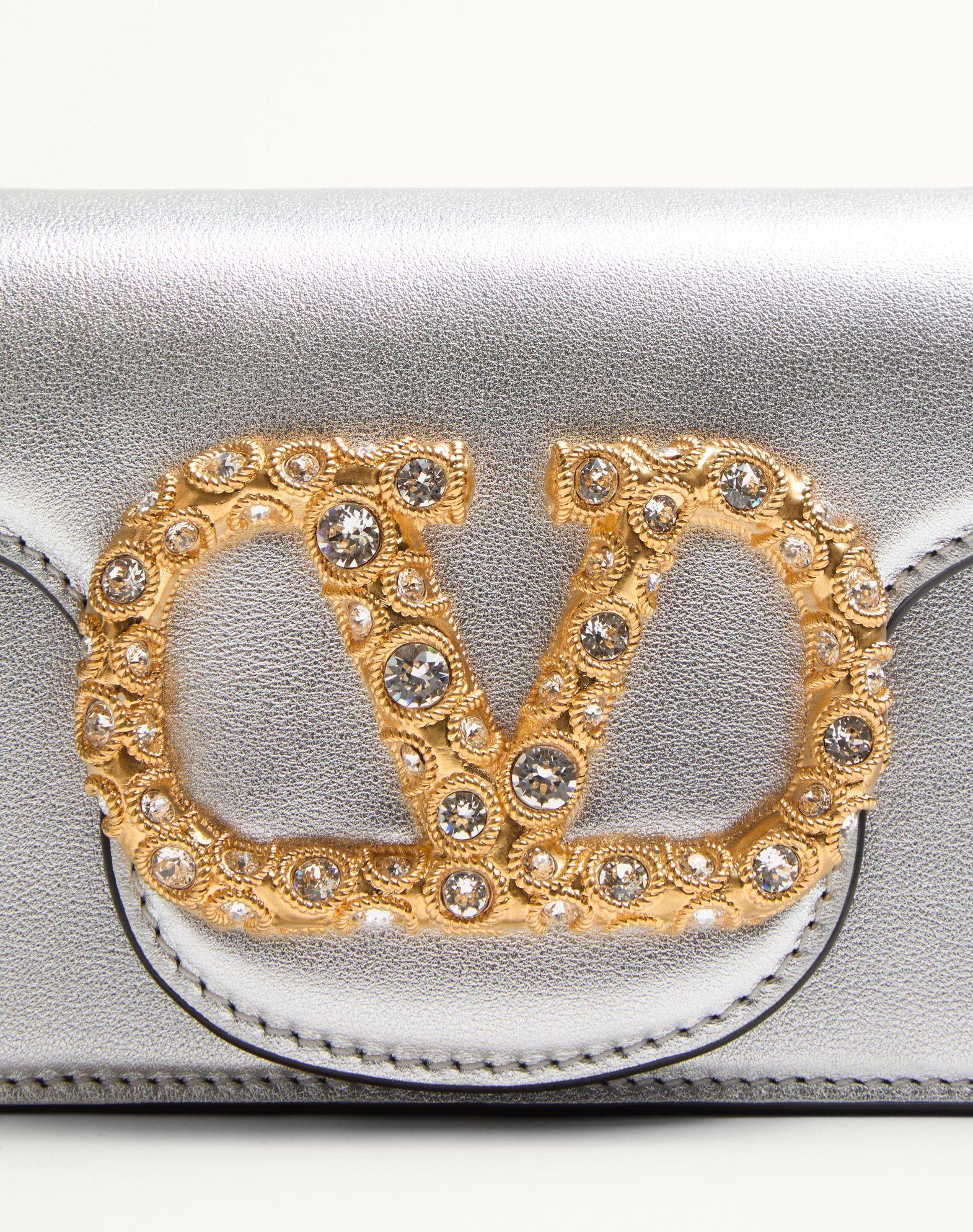 Valentino Garavani Locò Small Shoulder Bag In Laminated Calfskin With Jewel Logo Product Image