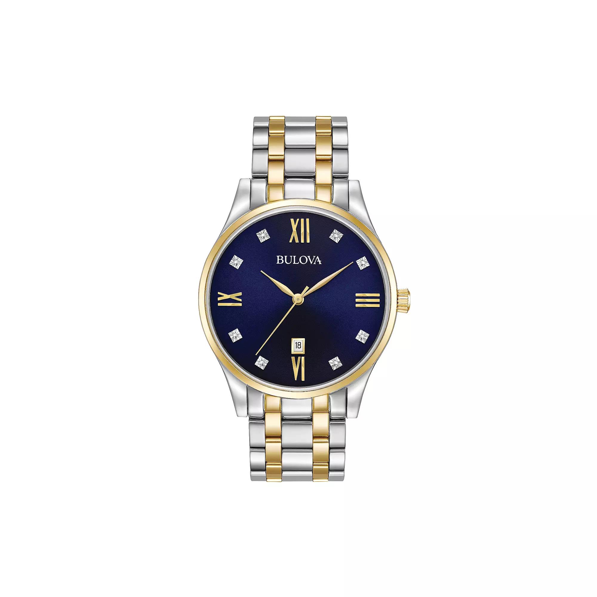 Bulova Men's Classic Diamond Two Tone Stainless Steel Watch - 98D130 Product Image