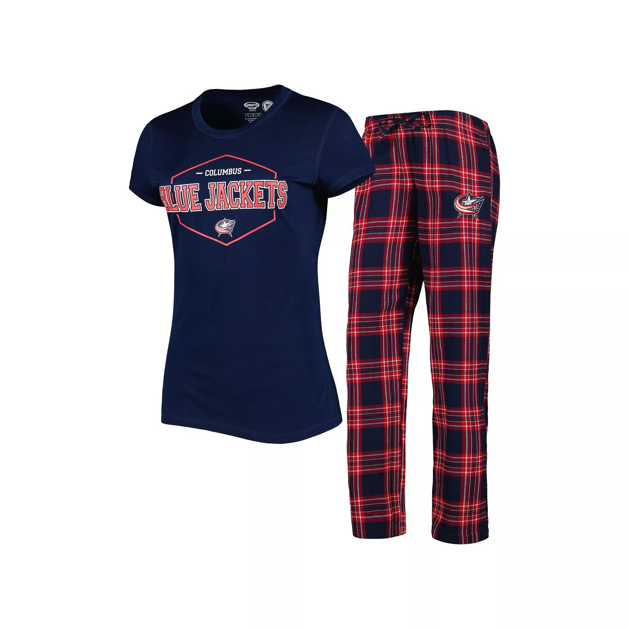 Women's Concepts Sport Navy/Red Columbus Blue Jackets Badge T-Shirt & Pants Sleep Set, Size: Medium Product Image