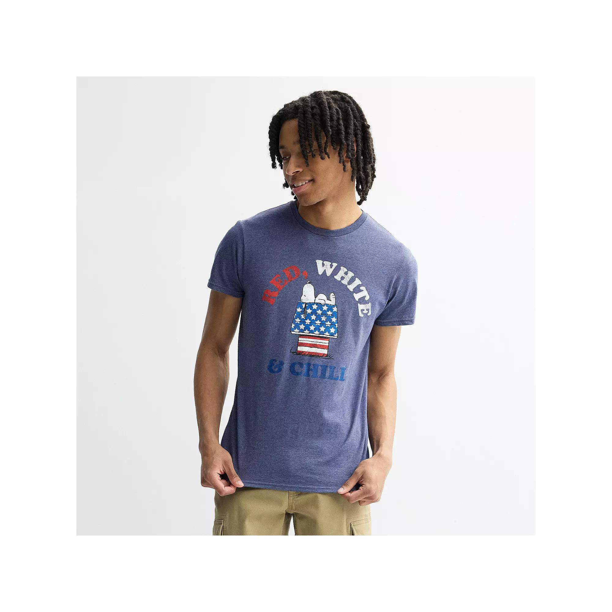 Men's Peanuts Red White & Chill Snoopy Tee, Size: Large, Blue Product Image