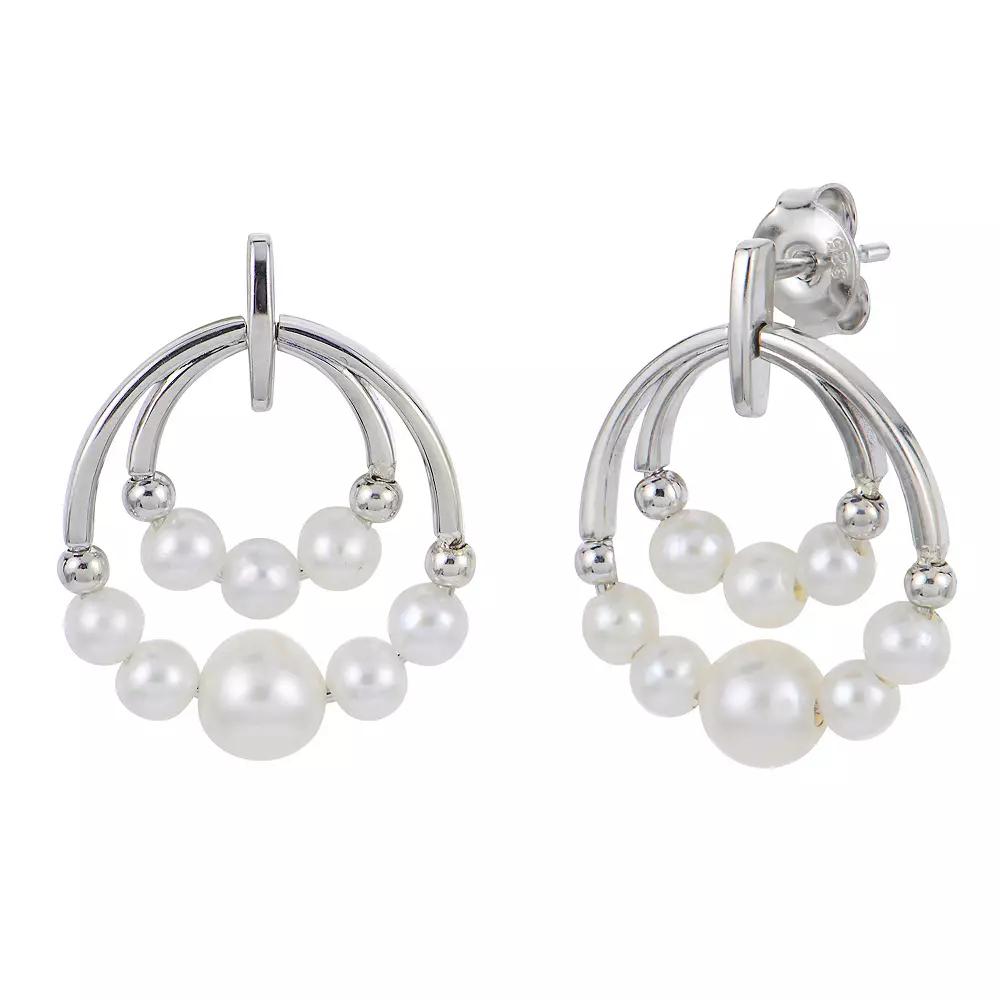 PearLustre by Imperial Sterling Silver Freshwater Cultured Pearl Double Circle Earrings, Women's Product Image
