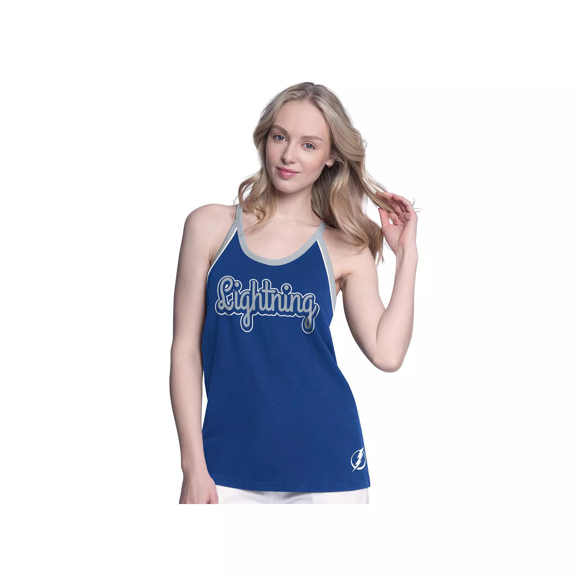 Women's G-III 4Her by Carl Banks Blue Tampa Bay Lightning Curveball Racerback Tank Top,  Product Image