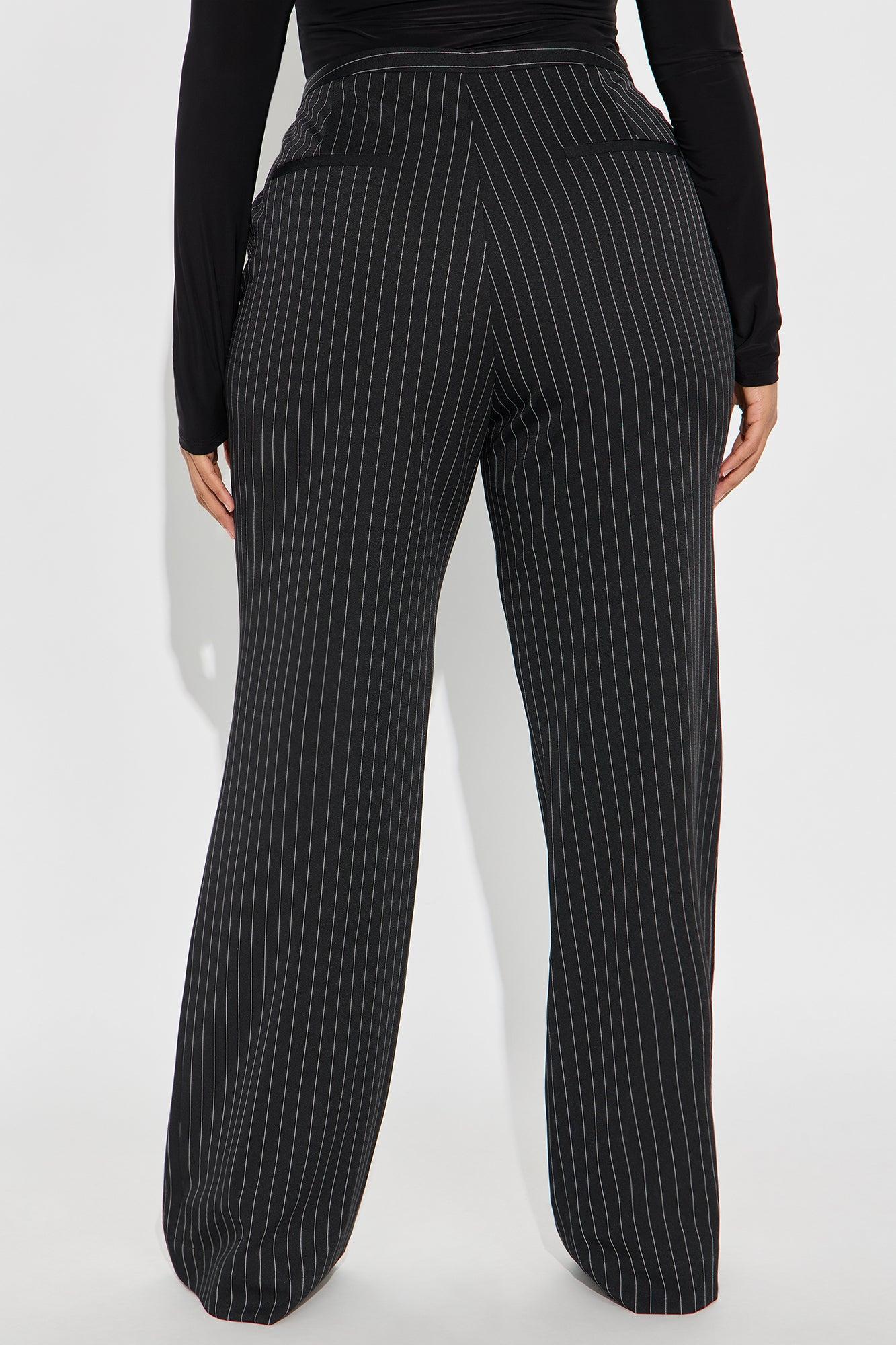Madalyn Pinstripe Wide Leg Pant - Black Female Product Image