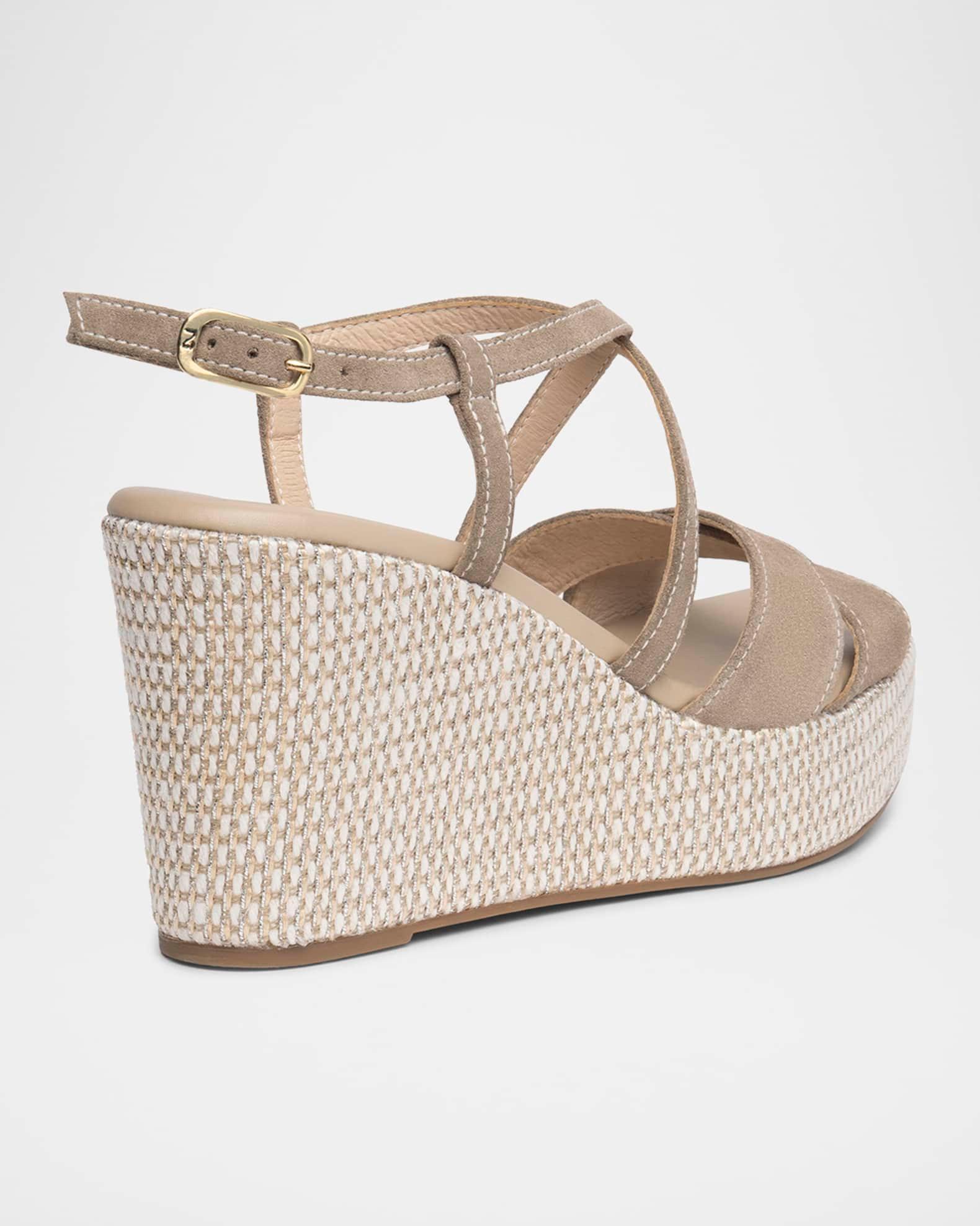 Suede Crisscross Wedge Platform Sandals Product Image