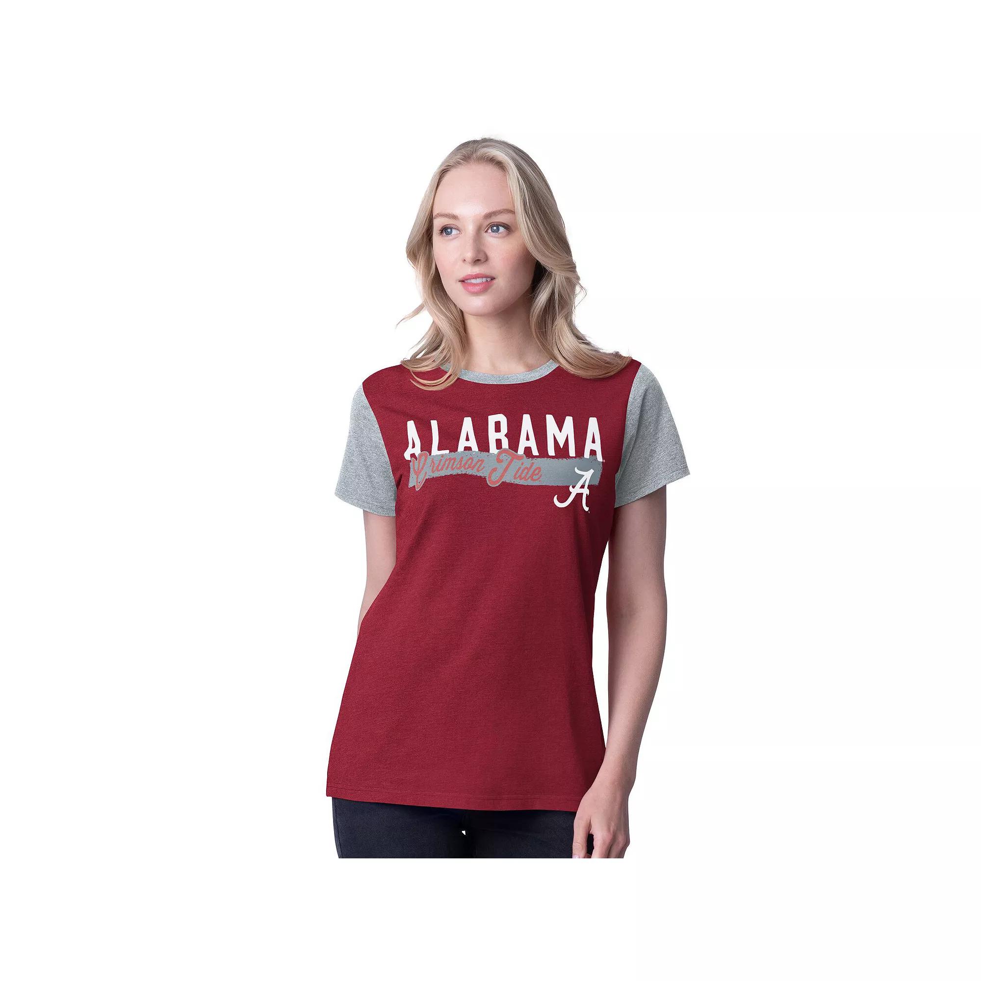 Women's G-III 4Her by Carl Banks Crimson Alabama Crimson Tide Racer Crewneck Ringer T-Shirt,  Product Image