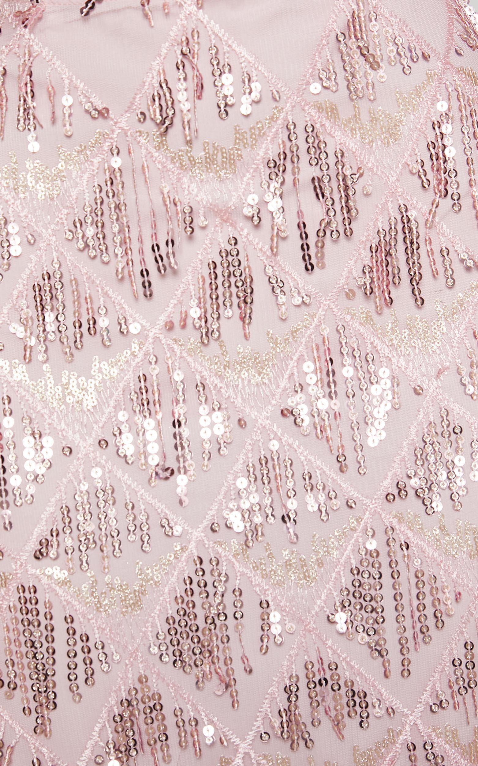 Khrizza Mini Skirt - Sequin Diamond Mesh Skirt in Pink Product Image
