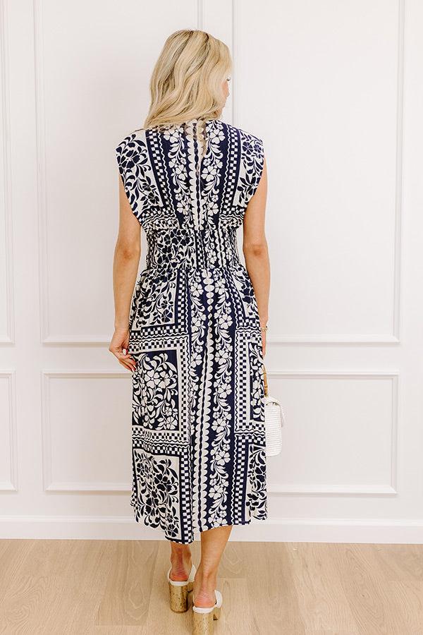 Hawaii Holiday Floral Midi Dress in Navy Product Image