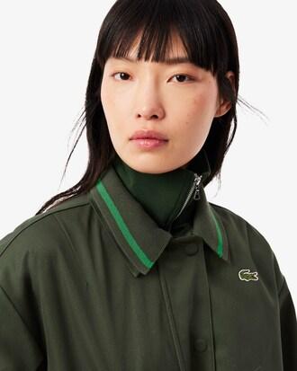 Oversized Polo Collar Twill Jacket Product Image