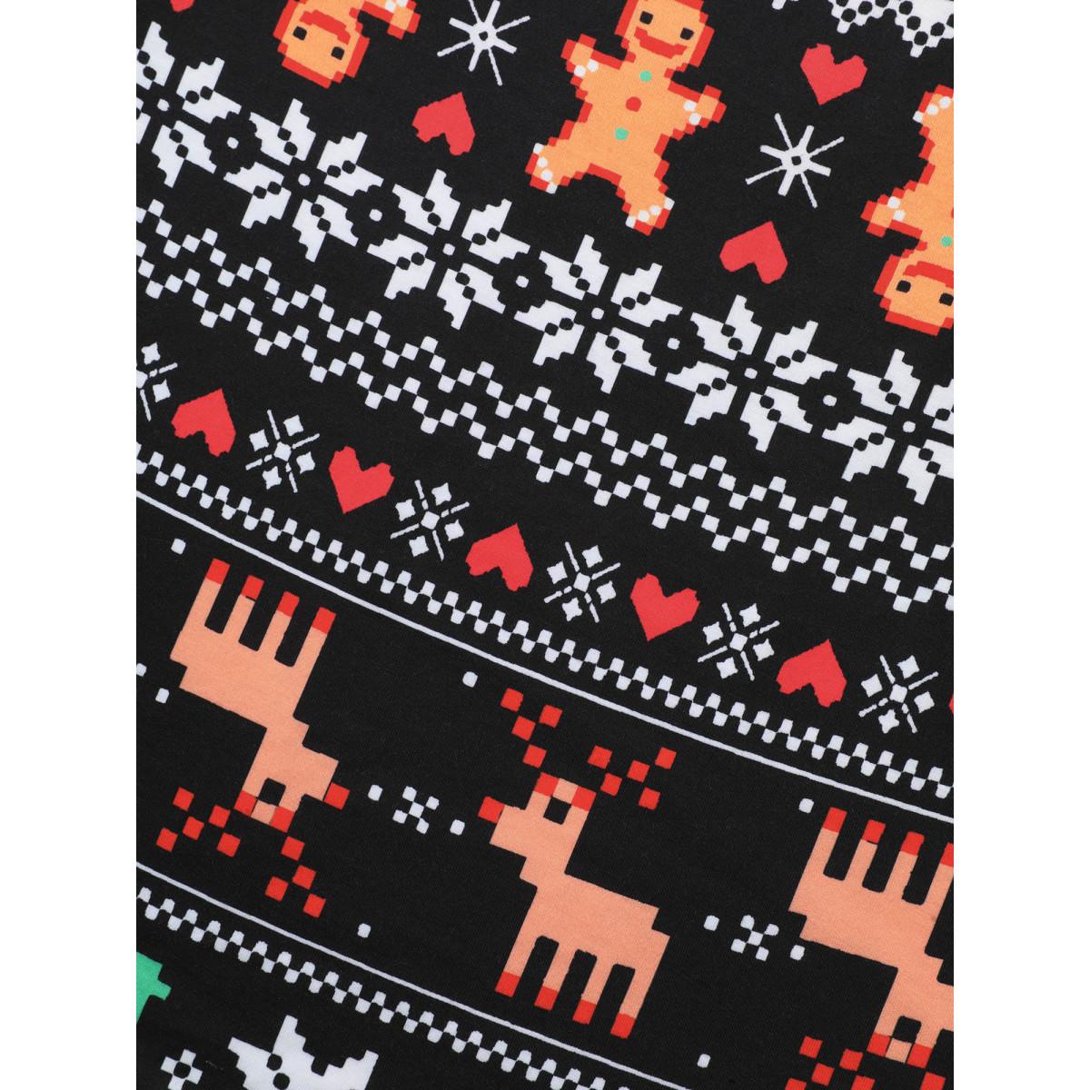 Plus Size Holiday Printed Fit-and-Flare Silhouette Midi Dress BlackFlower Women Casual Non Round Neck Elbow-length sleeve Curvy BloomChic 12/L Product Image