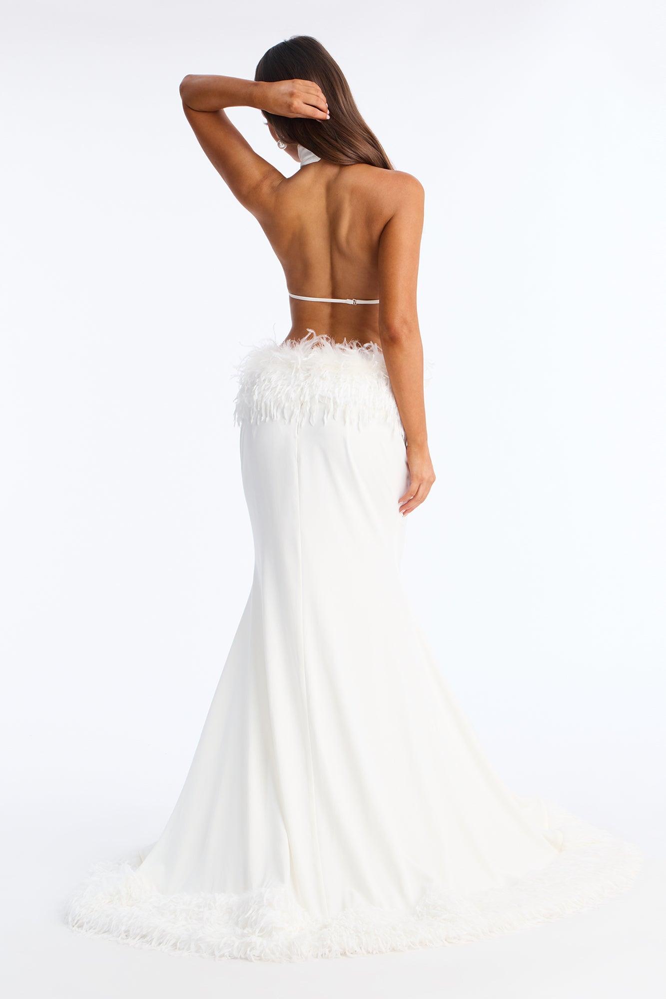 Boldy Beautiful Feathered Gown - White Female Product Image