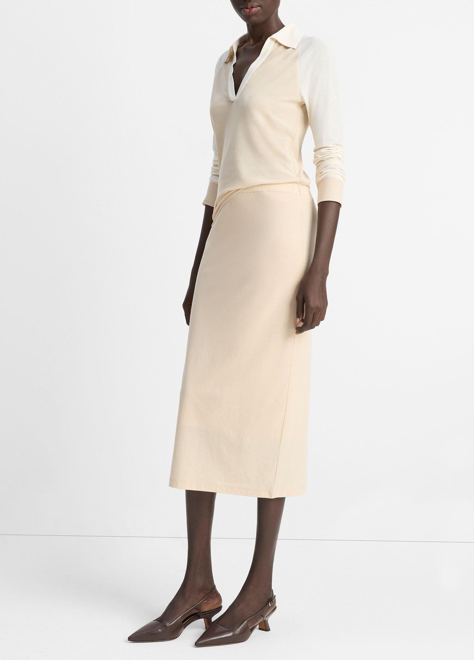 Cotton Crepe Jersey Midi Skirt Product Image