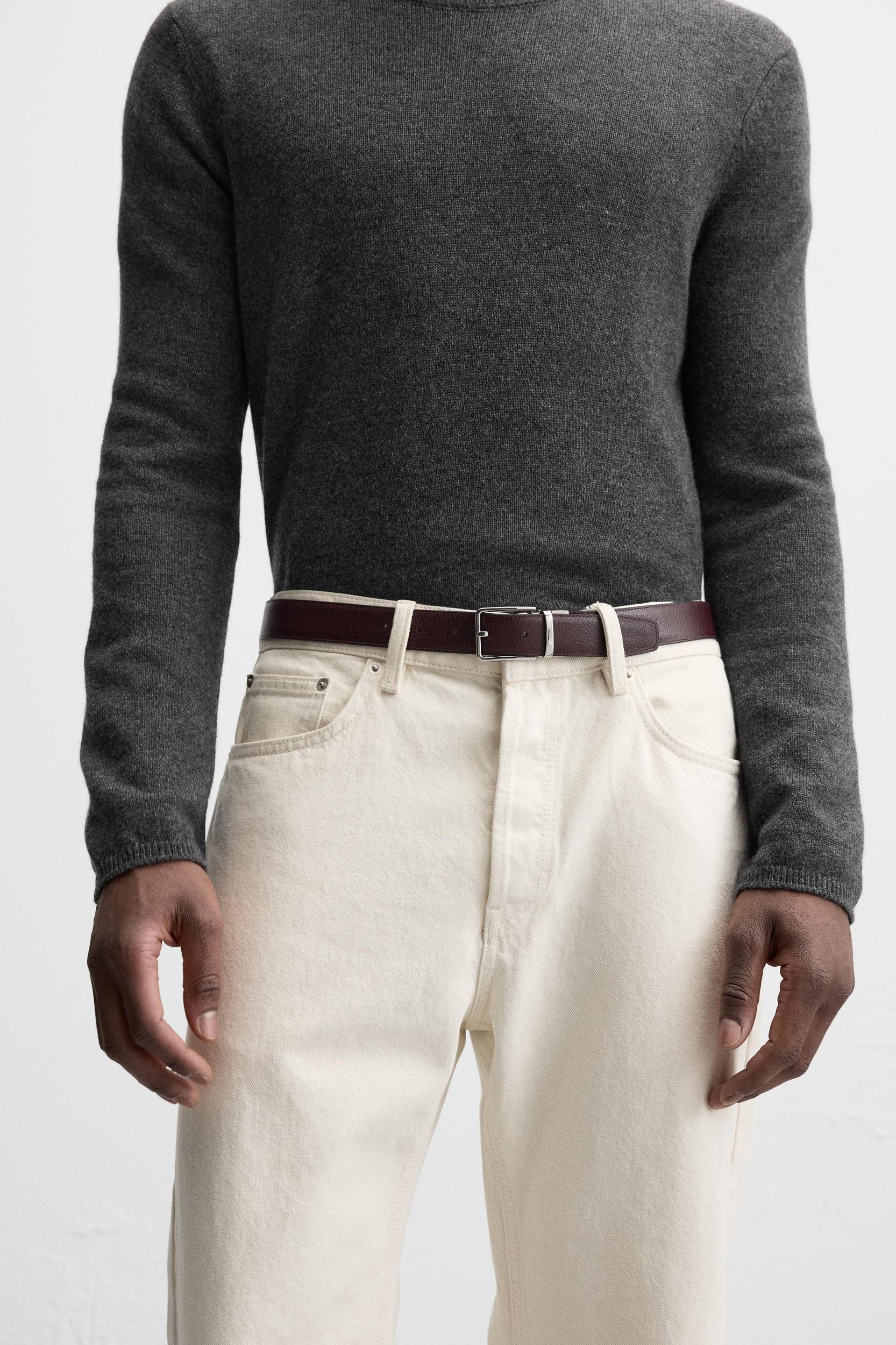 REVERSIBLE CONTRAST LEATHER BELT Product Image