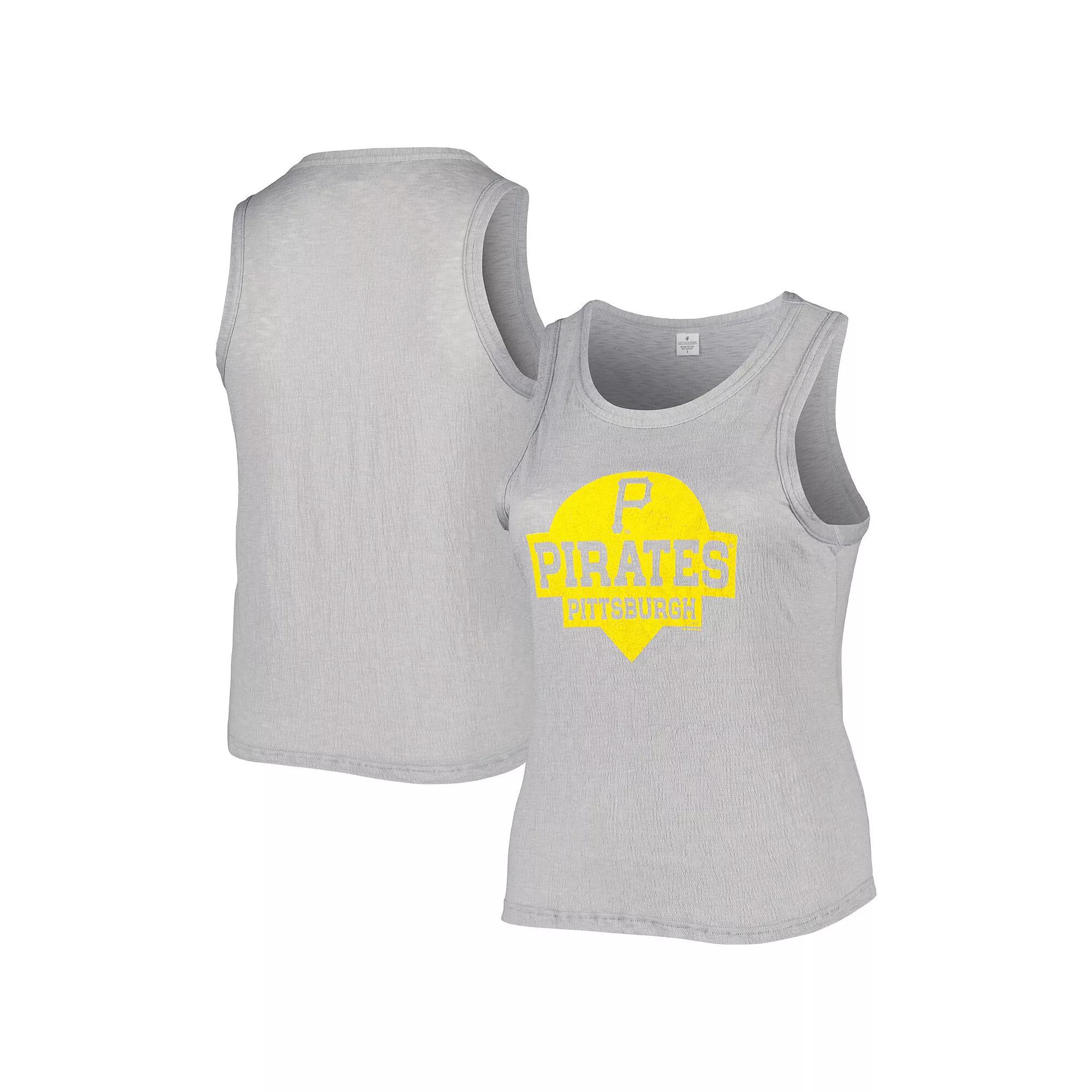 Women's Soft as a Grape Gray Pittsburgh Pirates Plus Size High Neck Tri-Blend Tank Top, Size: 1XL, Grey Product Image