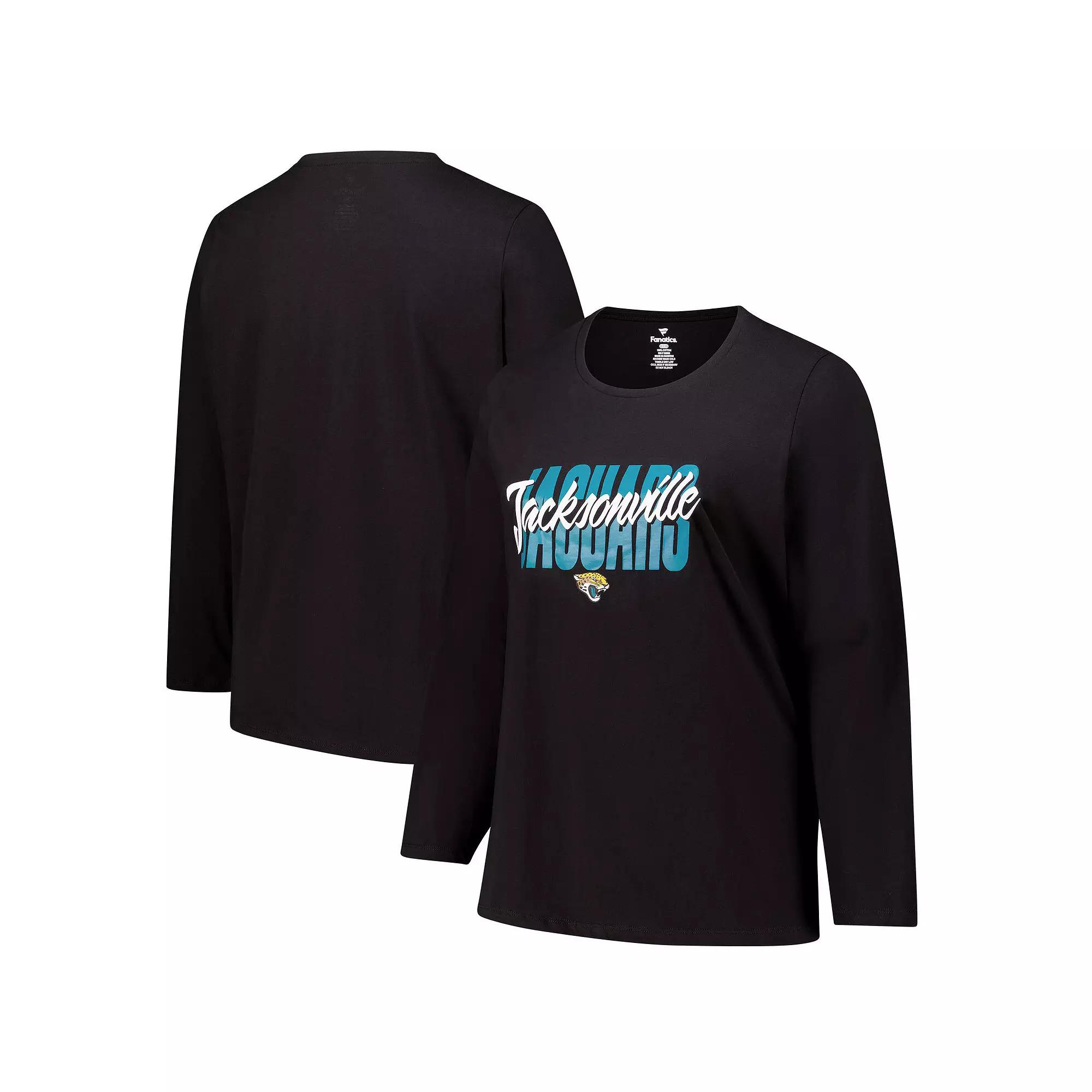 Women's Fanatics Black Jacksonville Jaguars Long Sleeve Scoop Neck T-Shirt,  Product Image
